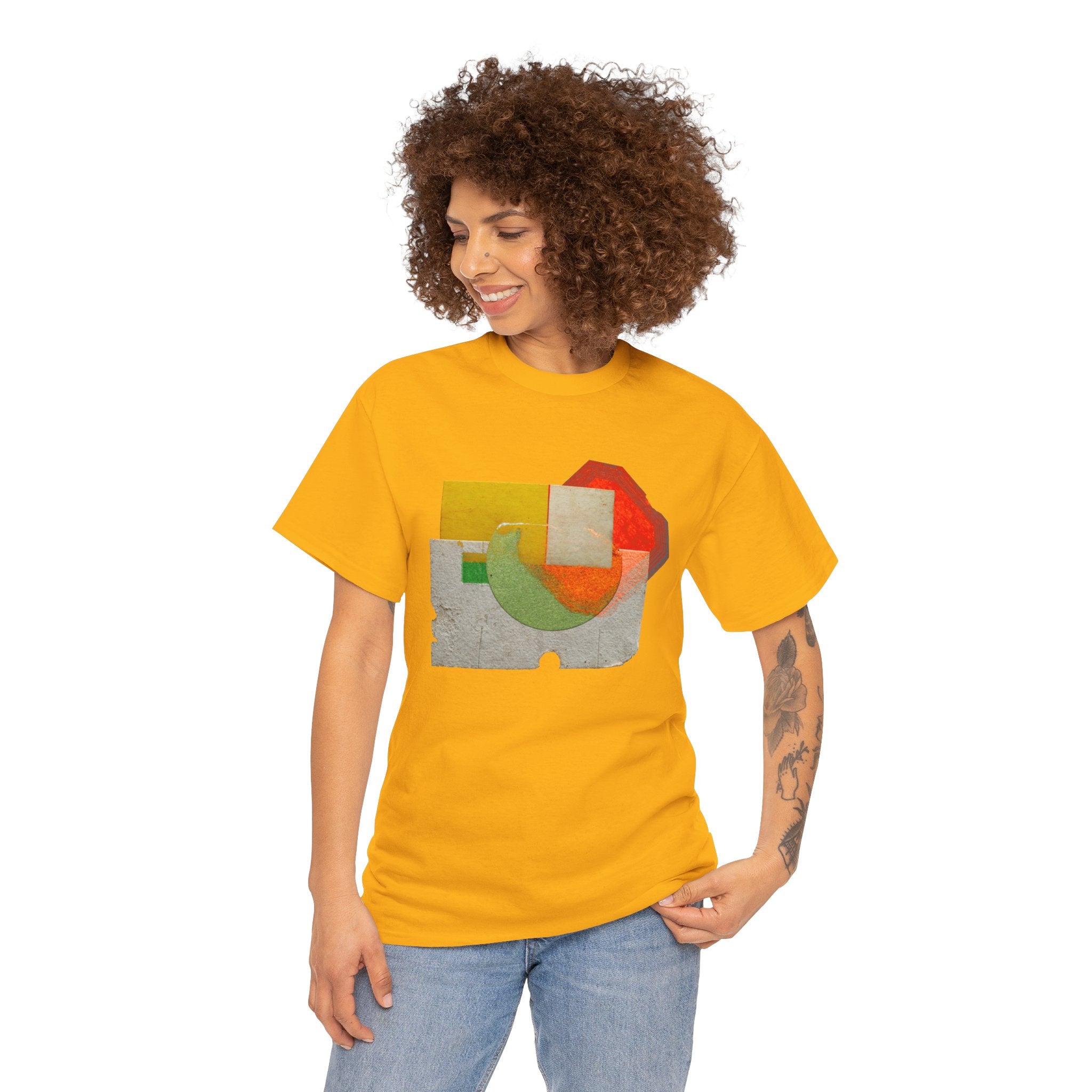 Modern Geometric Unisex Heavy Cotton Tee - Unique Artistic T-Shirt