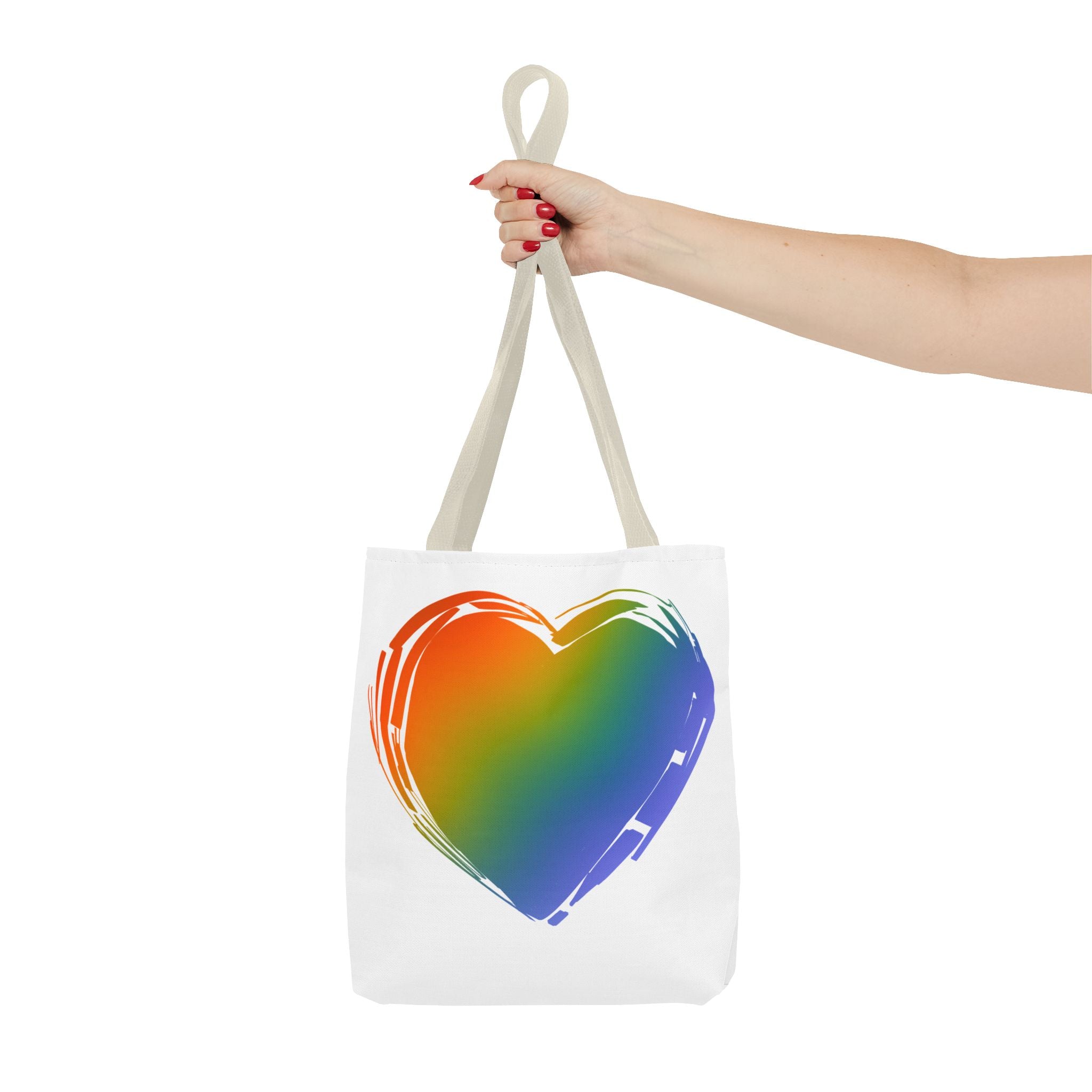 Rainbow Heart Tote Bag | Colorful Love Canvas Bag for Everyday Use