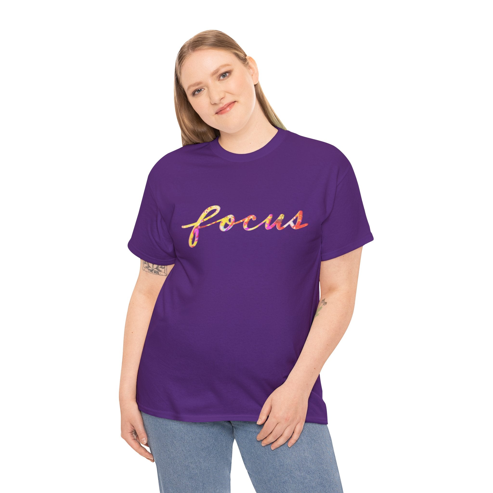 Focus Unisex Heavy Cotton Tee - Motivational Shirt for Mindfulness & Inspiration