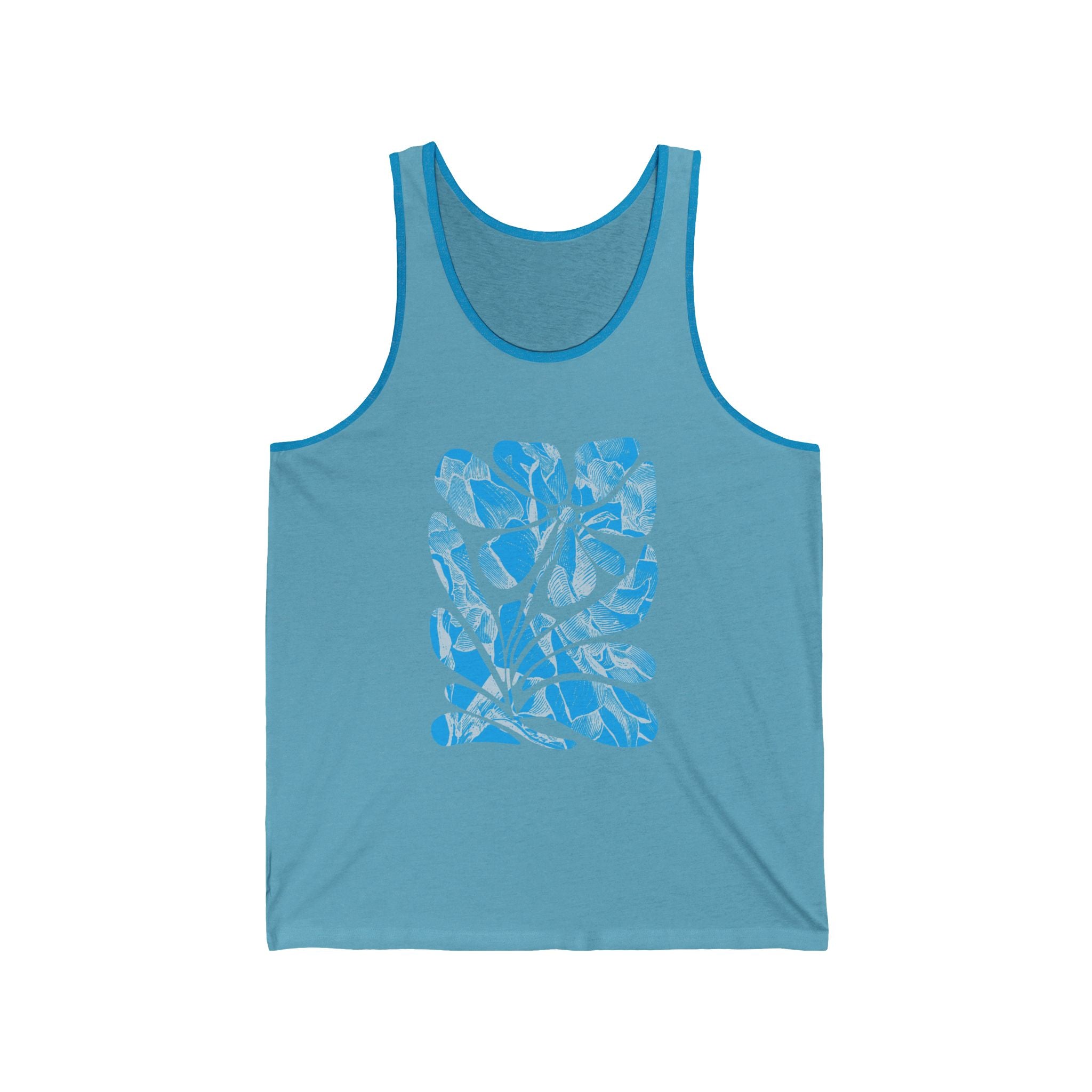 Beach Vibes Unisex Jersey Tank - Ocean-Inspired Floral Design