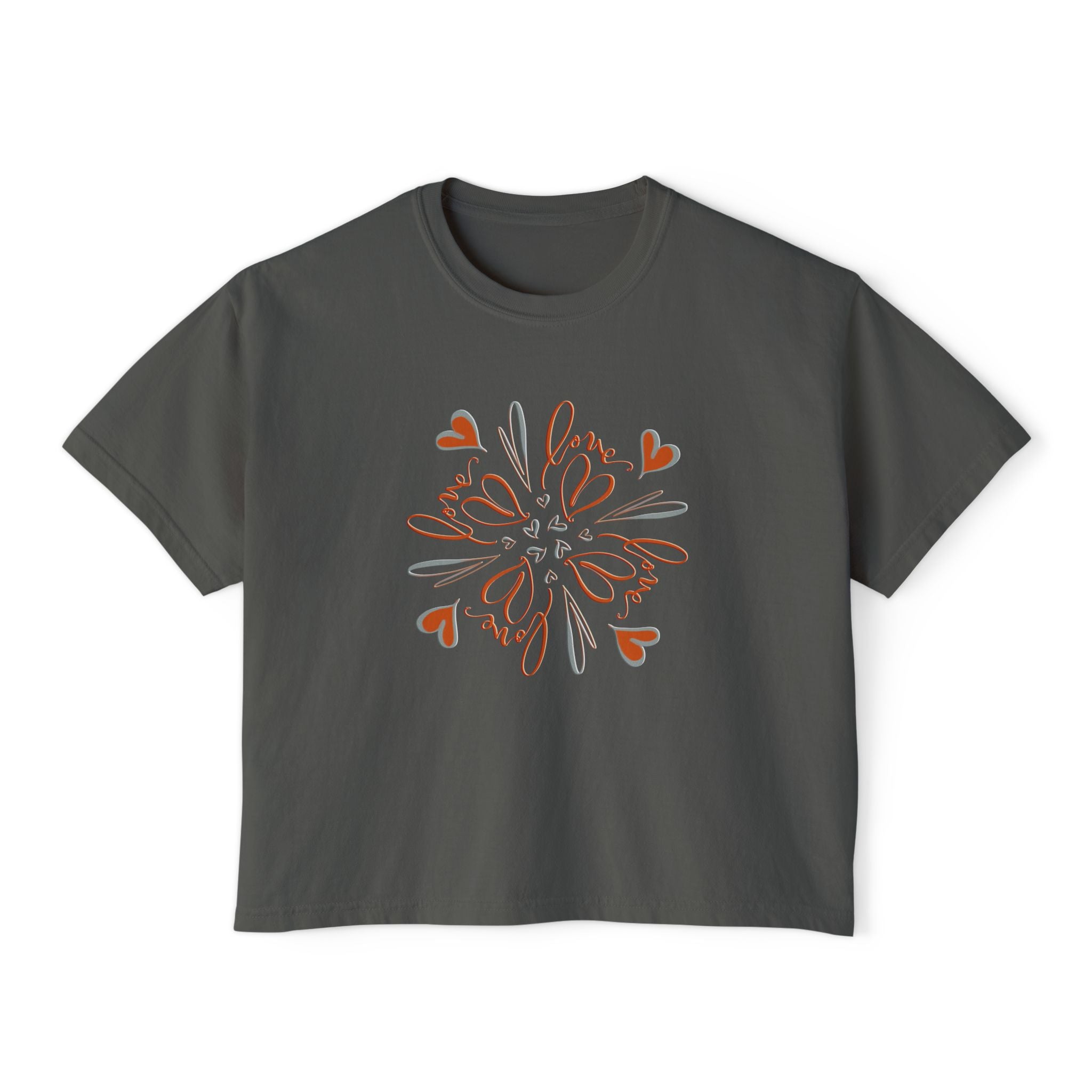 Women's Boxy Tee — Floral Heart Mandala Graphic