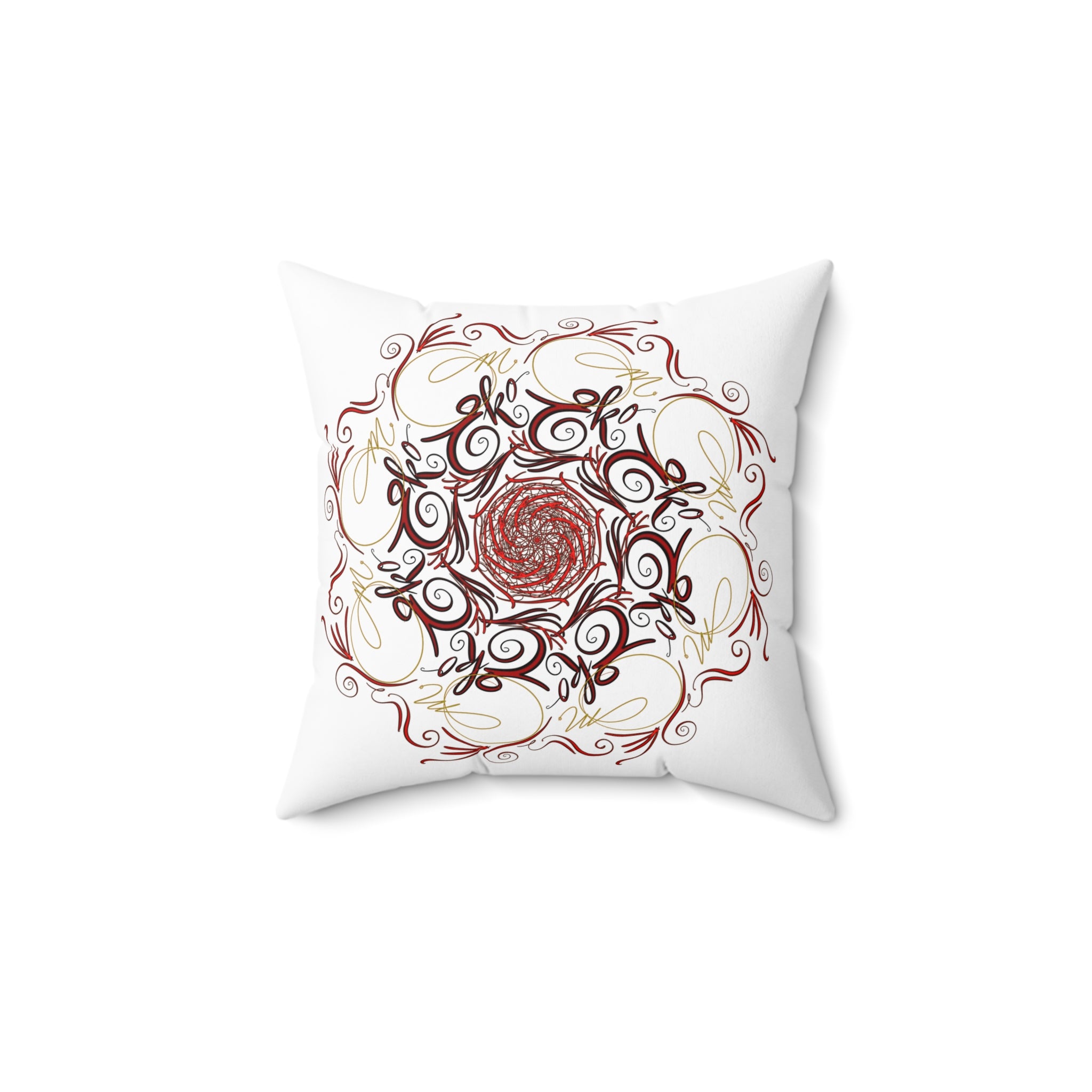 Boho OM EKO Hand Drawn Decorative Pillow - Cozy Home Decor for Relaxation