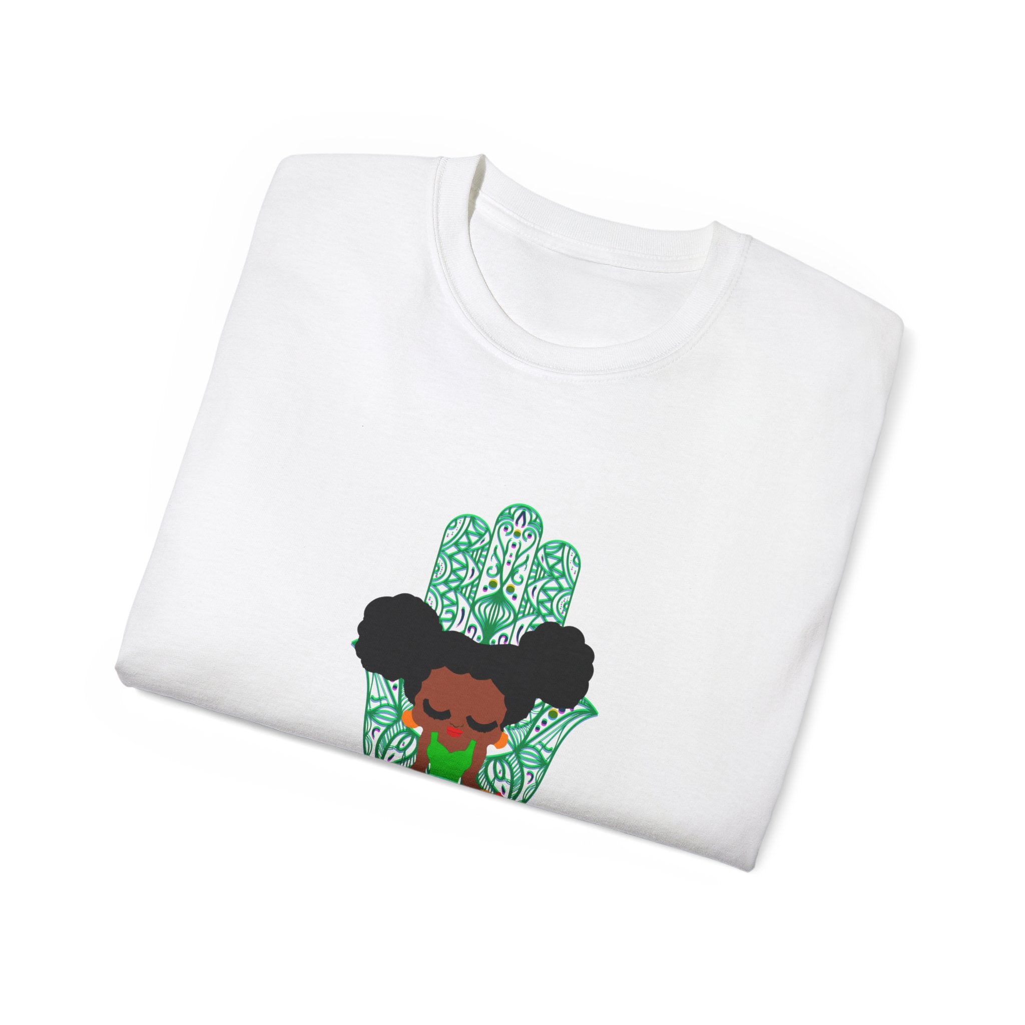 Cecile’s Inner Child With Hamsa Hands Unisex Ultra Cotton Tee - Spiritual & Inspirational Art