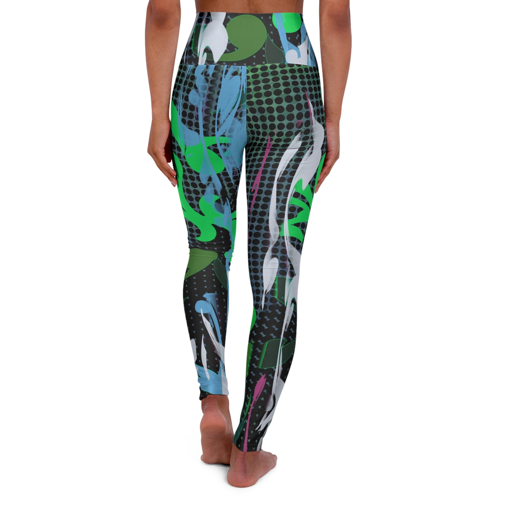 Eco-Friendly High Waisted Yoga Leggings - Colorful Abstract Design