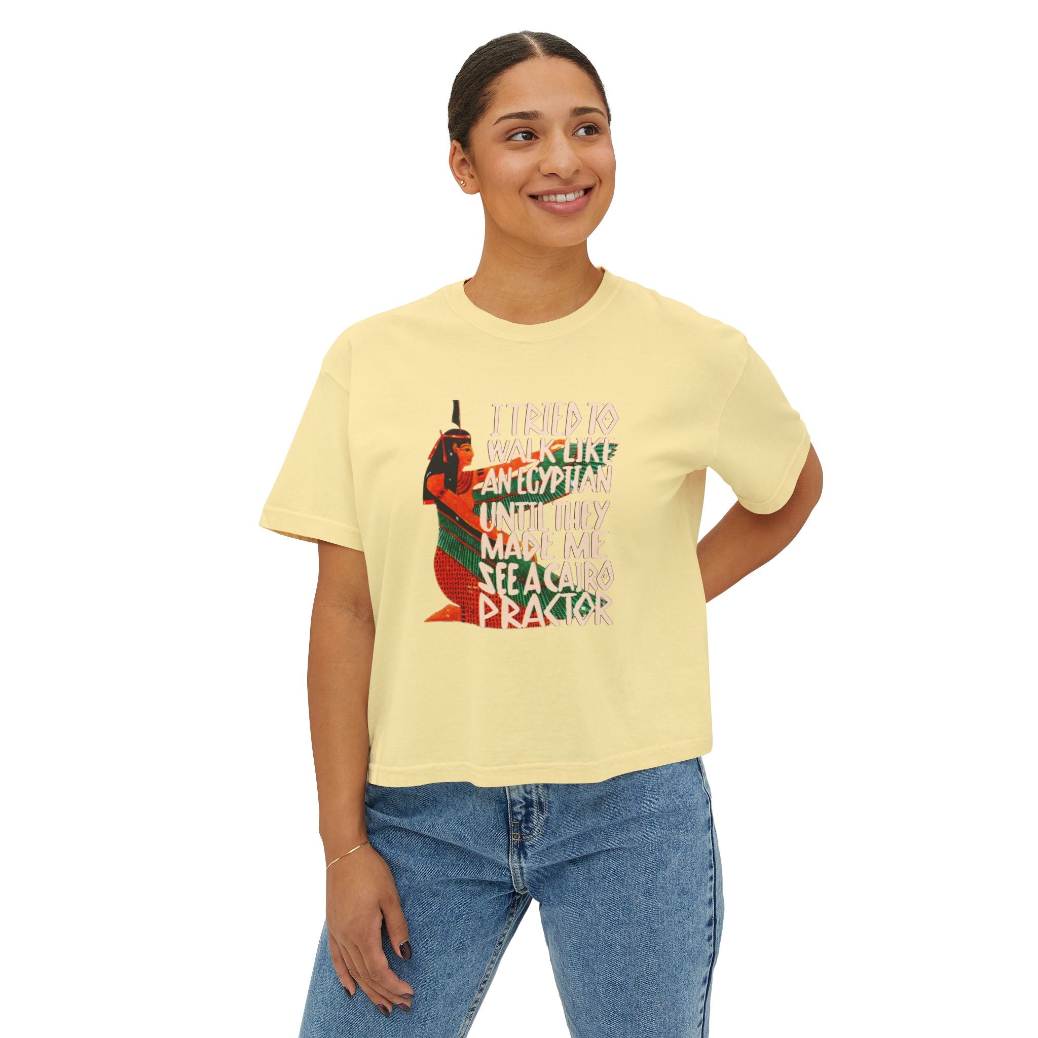 Funny Women's Boxy Tee - Egyptian Humor Graphic - Perfect for Casual Outfits and Gifts