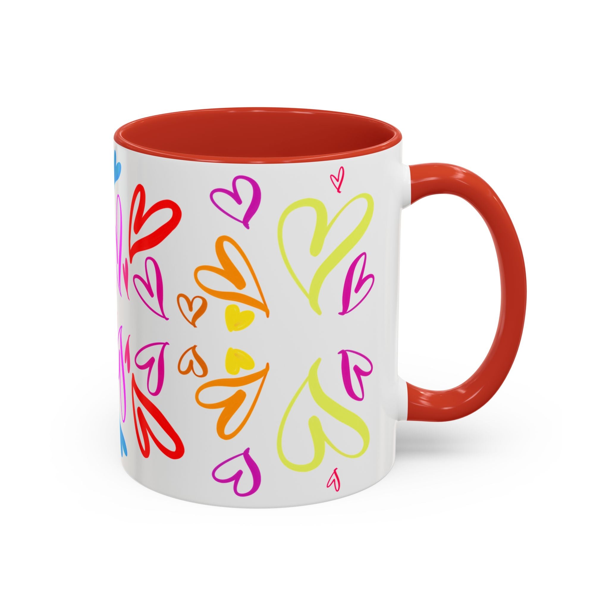 Colorful Heart Accent Coffee Mug | Perfect Gift for Valentine’s Day, Birthdays, Love Notes, and Cozy Mornings