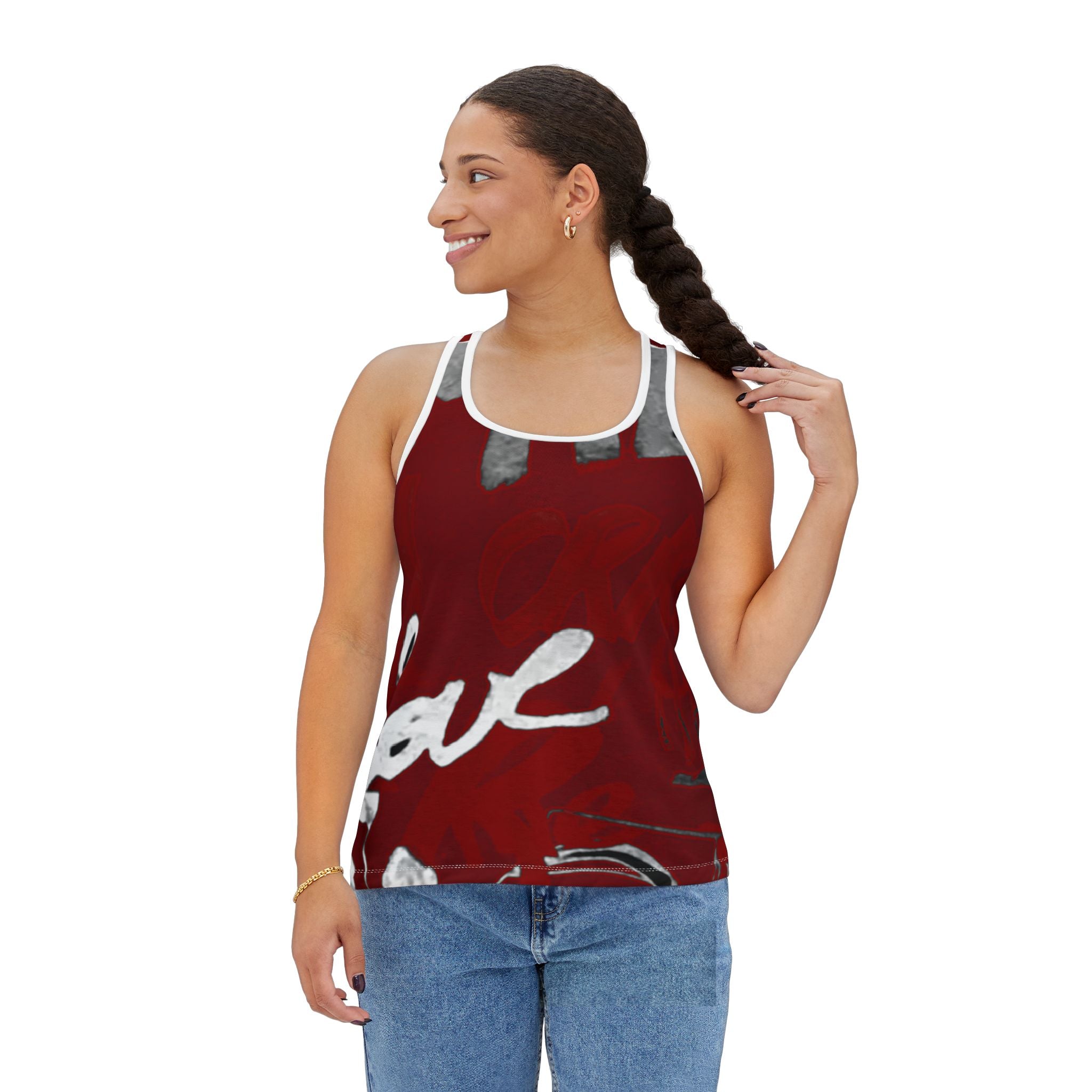 Artistic Love Women's Tank Top - Trendy Graffiti Design for Everyday Wear