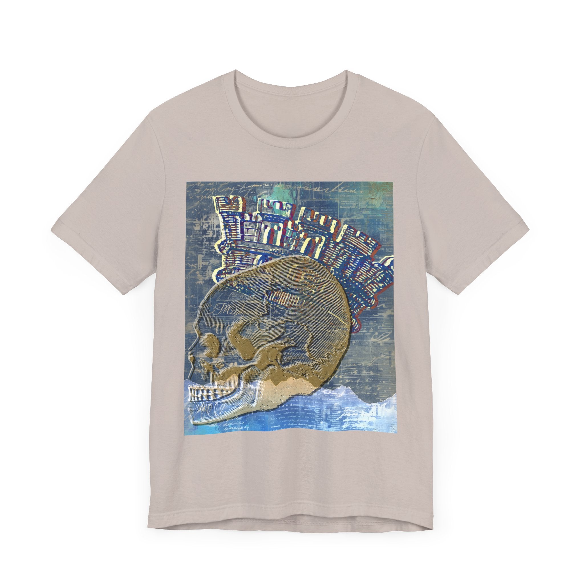 Artistic Skull Jersey Tee - Trendy Graphic T-Shirt for Casual Wear