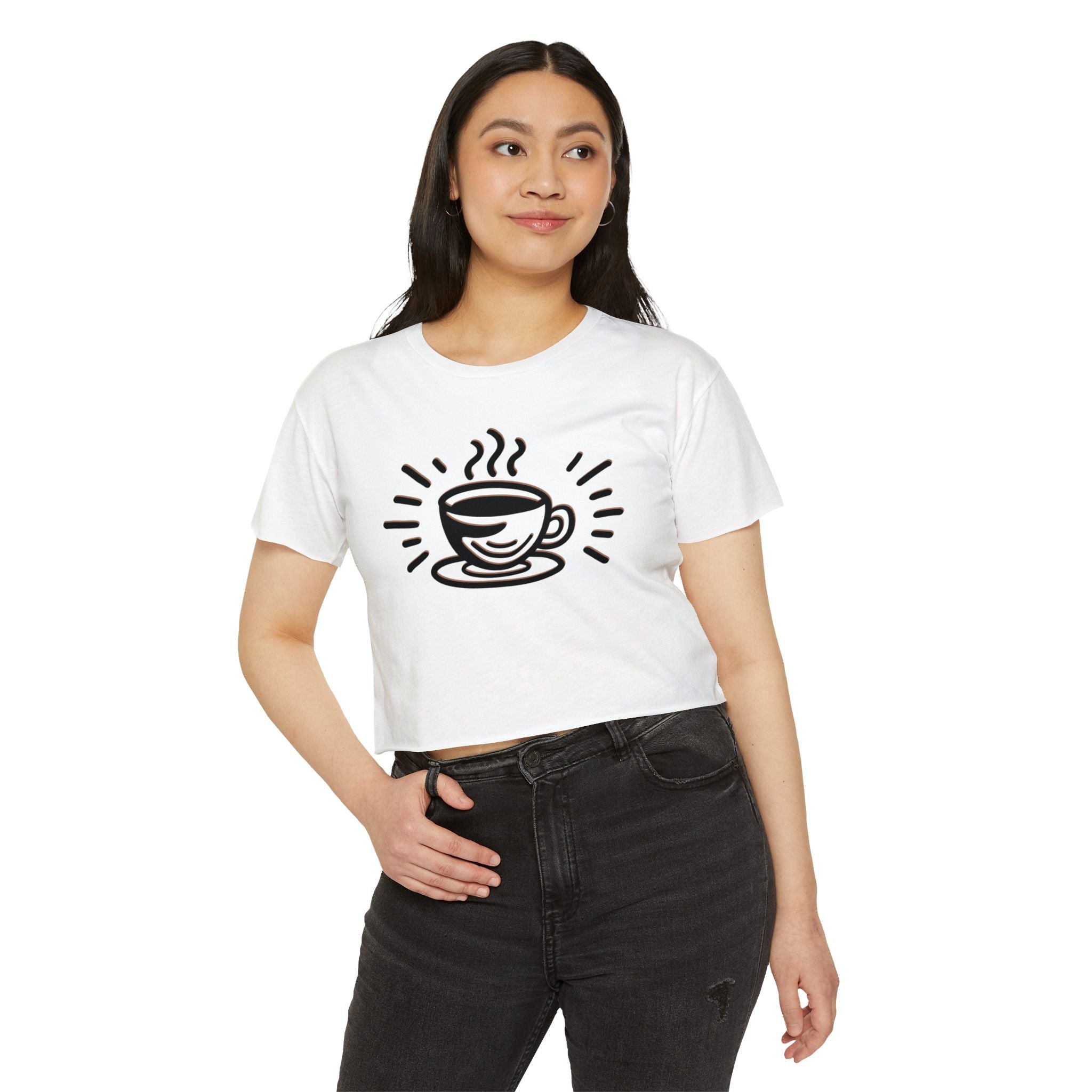 Coffee Lover's Women's Festival Crop Top - Perfect for Casual Outings & Celebrations