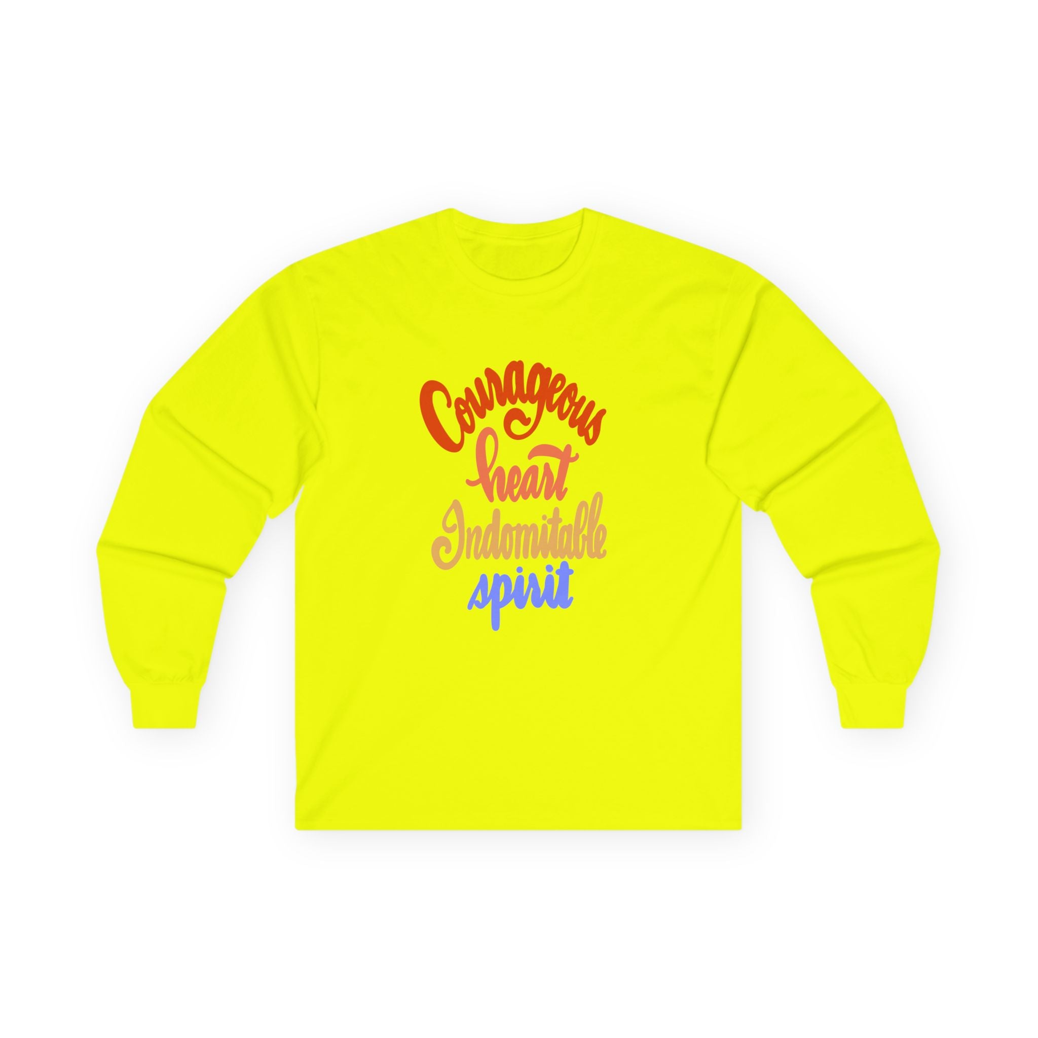Inspirational Long Sleeve Tee - "Courageous Heart, Indomitable Spirit" - Unisex Ultra Cotton