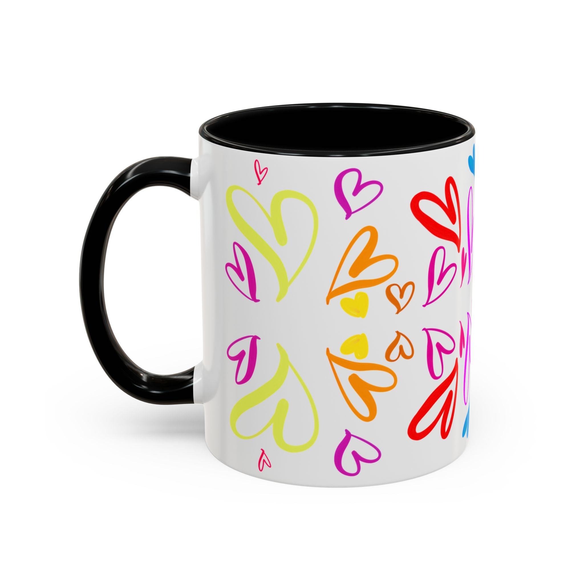 Colorful Heart Accent Coffee Mug | Perfect Gift for Valentine’s Day, Birthdays, Love Notes, and Cozy Mornings