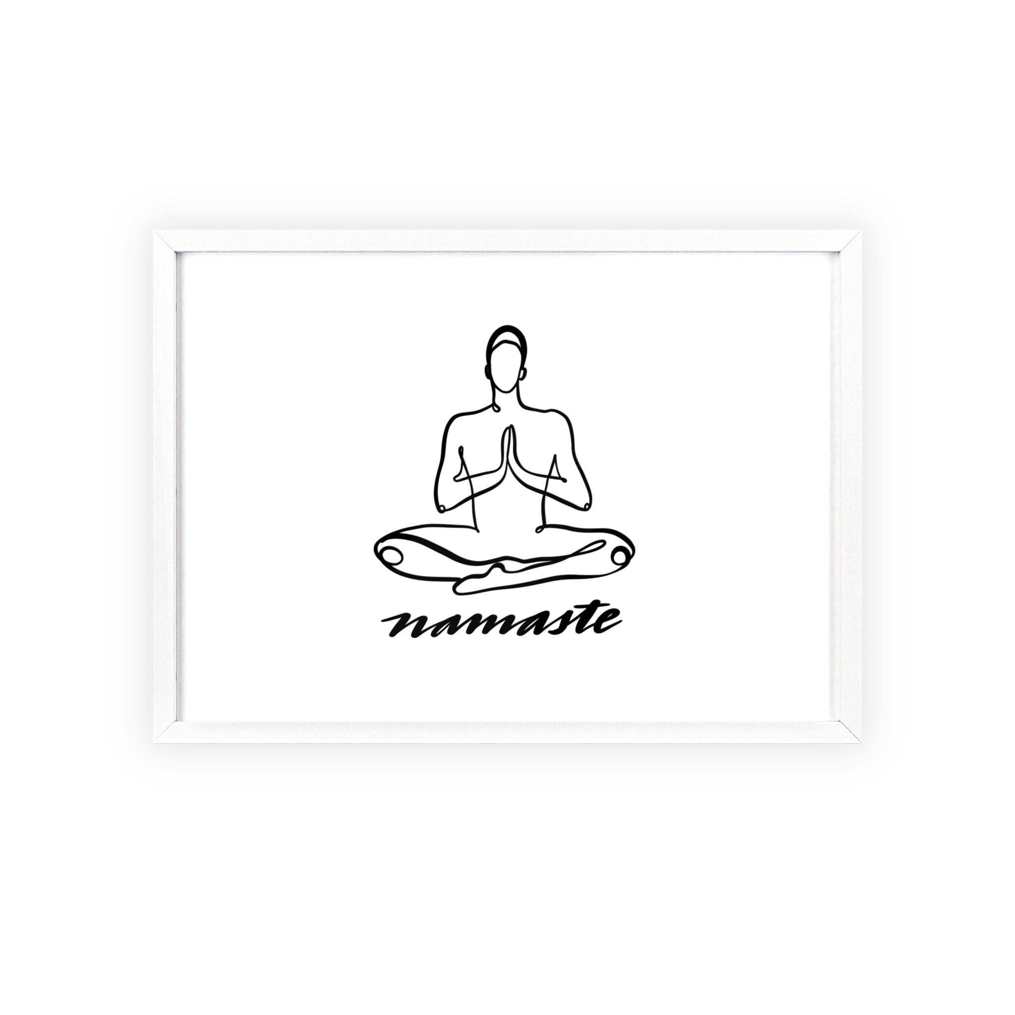 Meditation Art Poster with Wooden Frame - Namaste Decor for Mindfulness and Wellness
