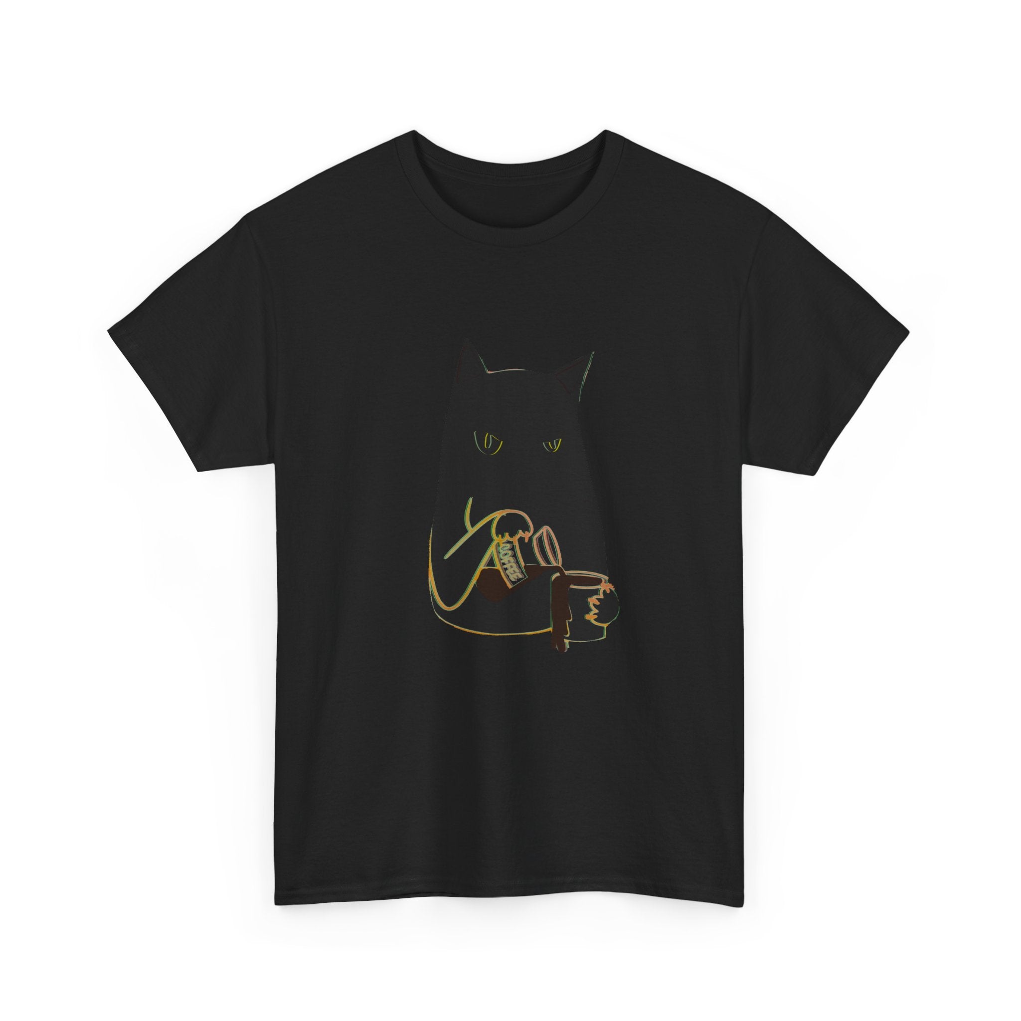 BLACK CAT BLACK COFFEE Unisex Heavy Cotton Tee