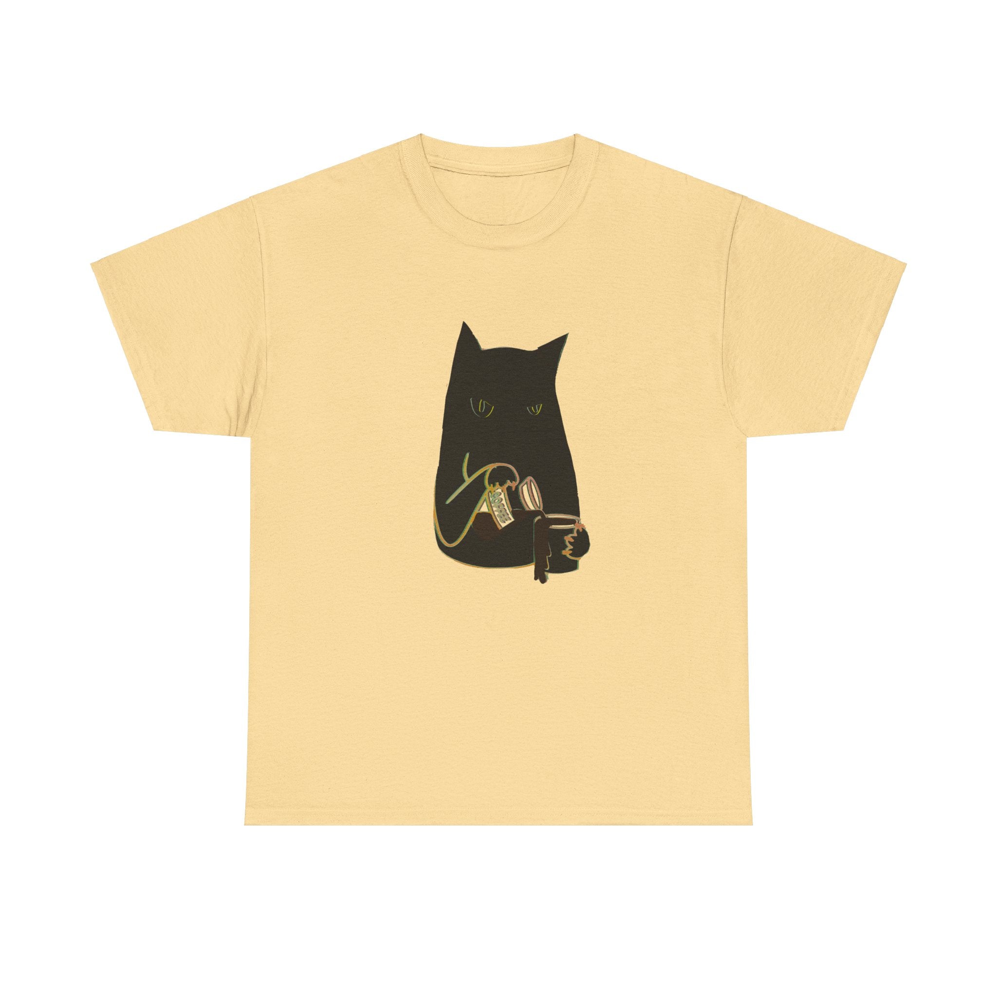 BLACK CAT BLACK COFFEE Unisex Heavy Cotton Tee