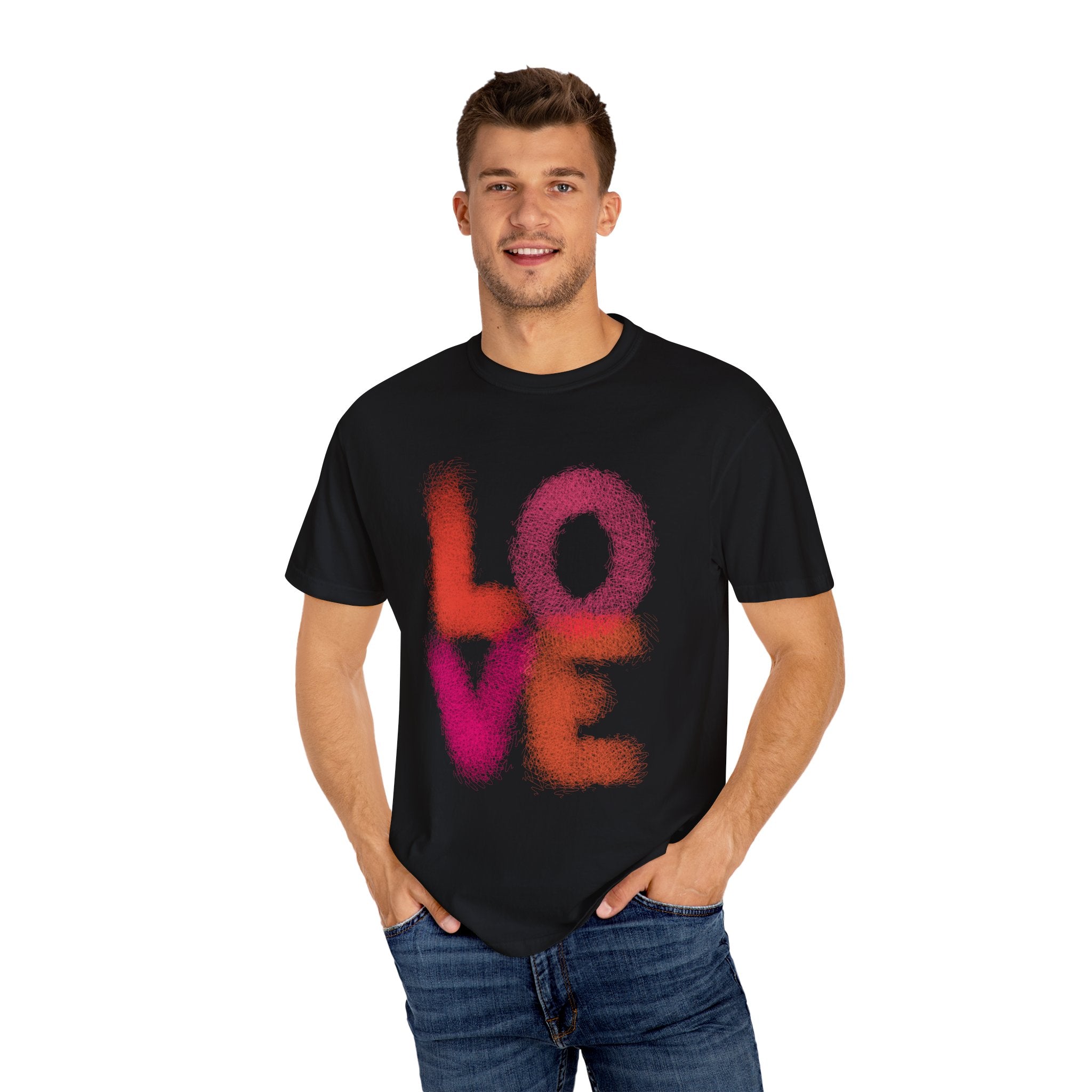 LOVE SCRIBBLES Unisex Garment-Dyed T-shirt
