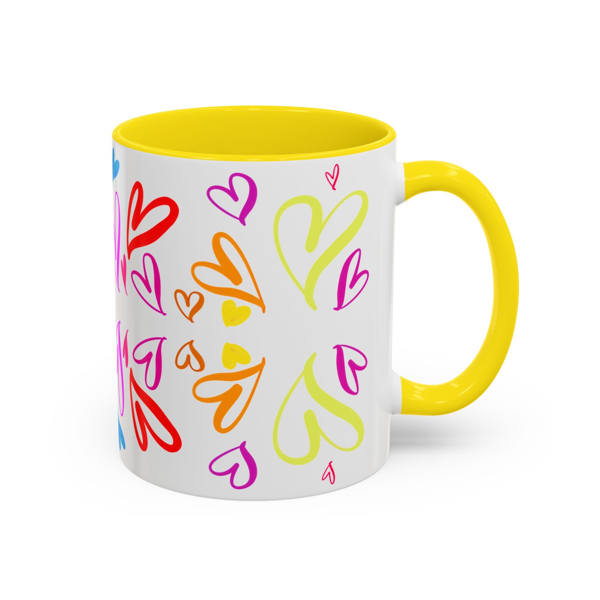 Colorful Heart Accent Coffee Mug | Perfect Gift for Valentine’s Day, Birthdays, Love Notes, and Cozy Mornings