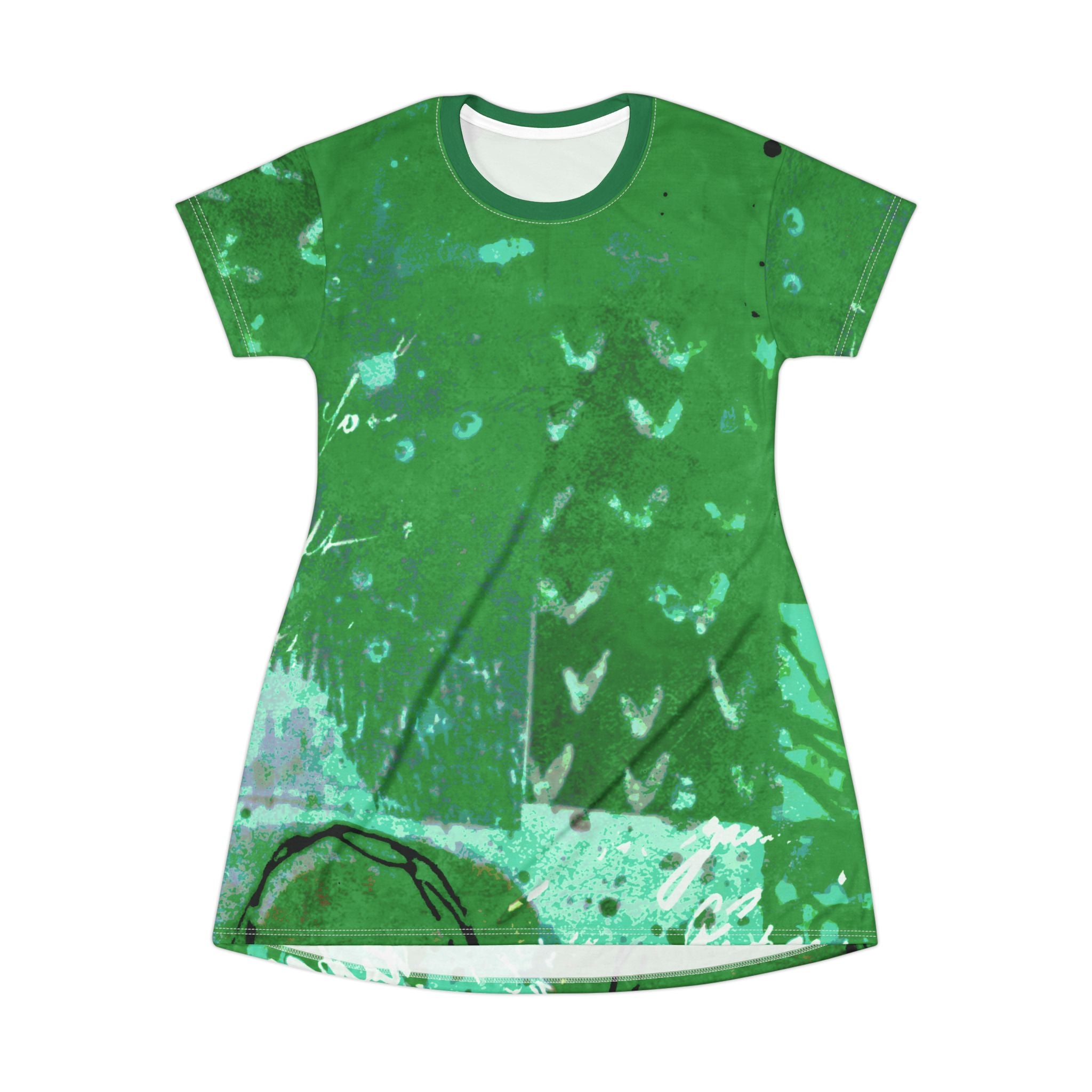 Vibrant Green Graphic T-Shirt Dress – Casual Summer Vibe for Eco-Conscious Fashionistas