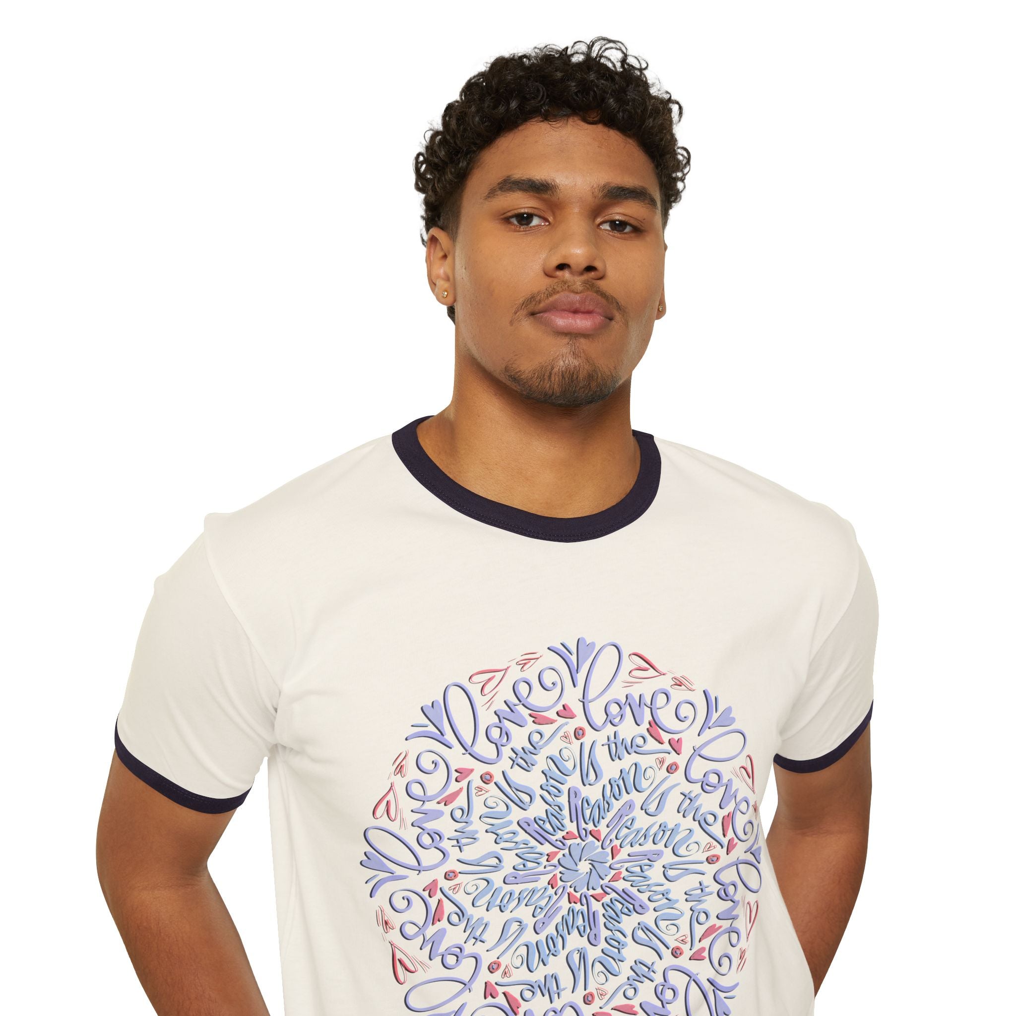 Inspirational Love Mandala Unisex Cotton Ringer T-Shirt