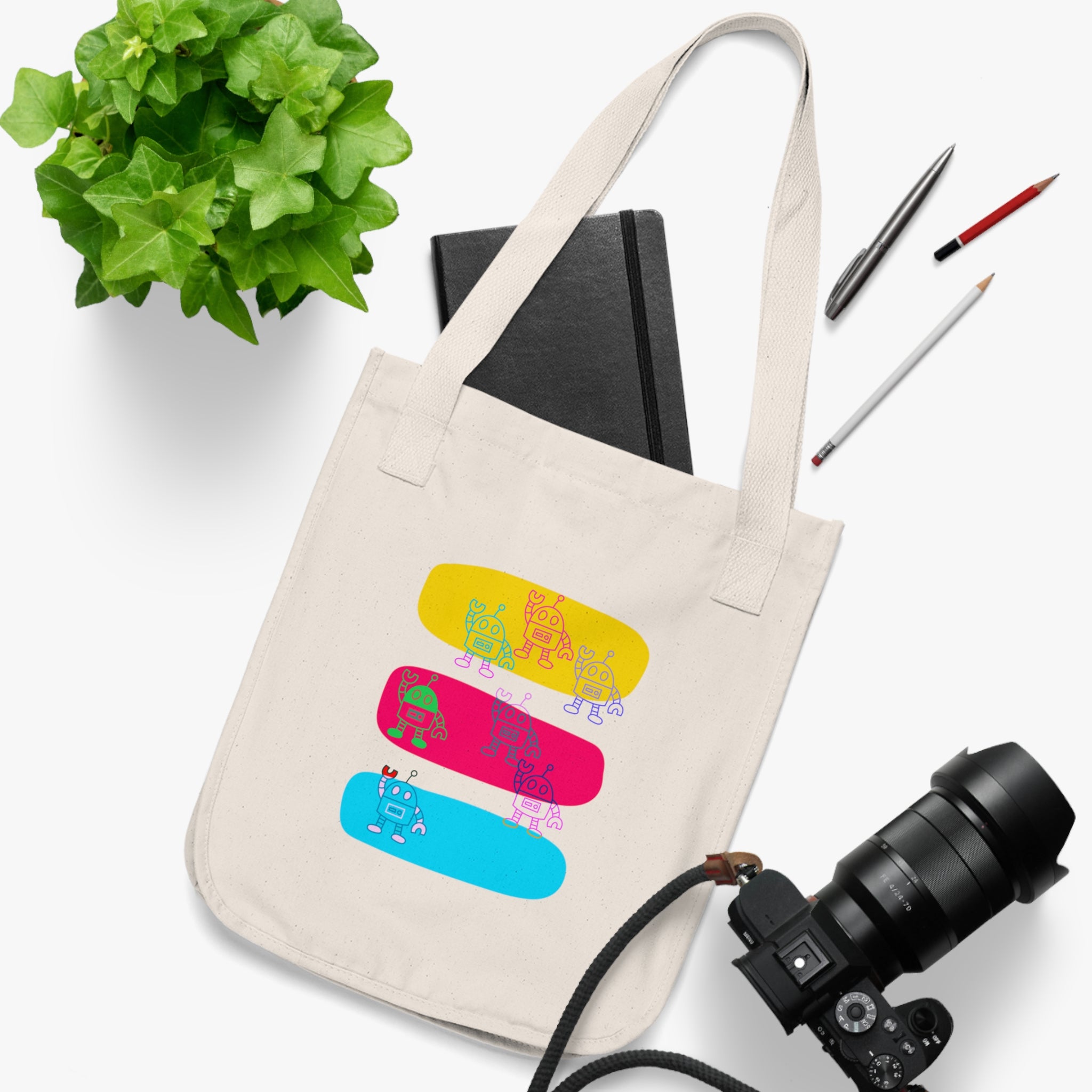 ROWDY ROBOTS Organic Canvas Tote Bag