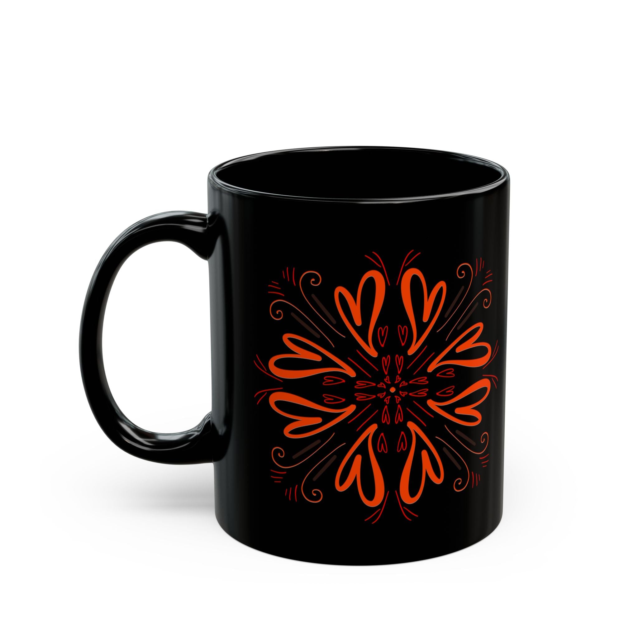 Elegant Heart Design Black Mug - Perfect for Valentine's Day and Cozy Moments