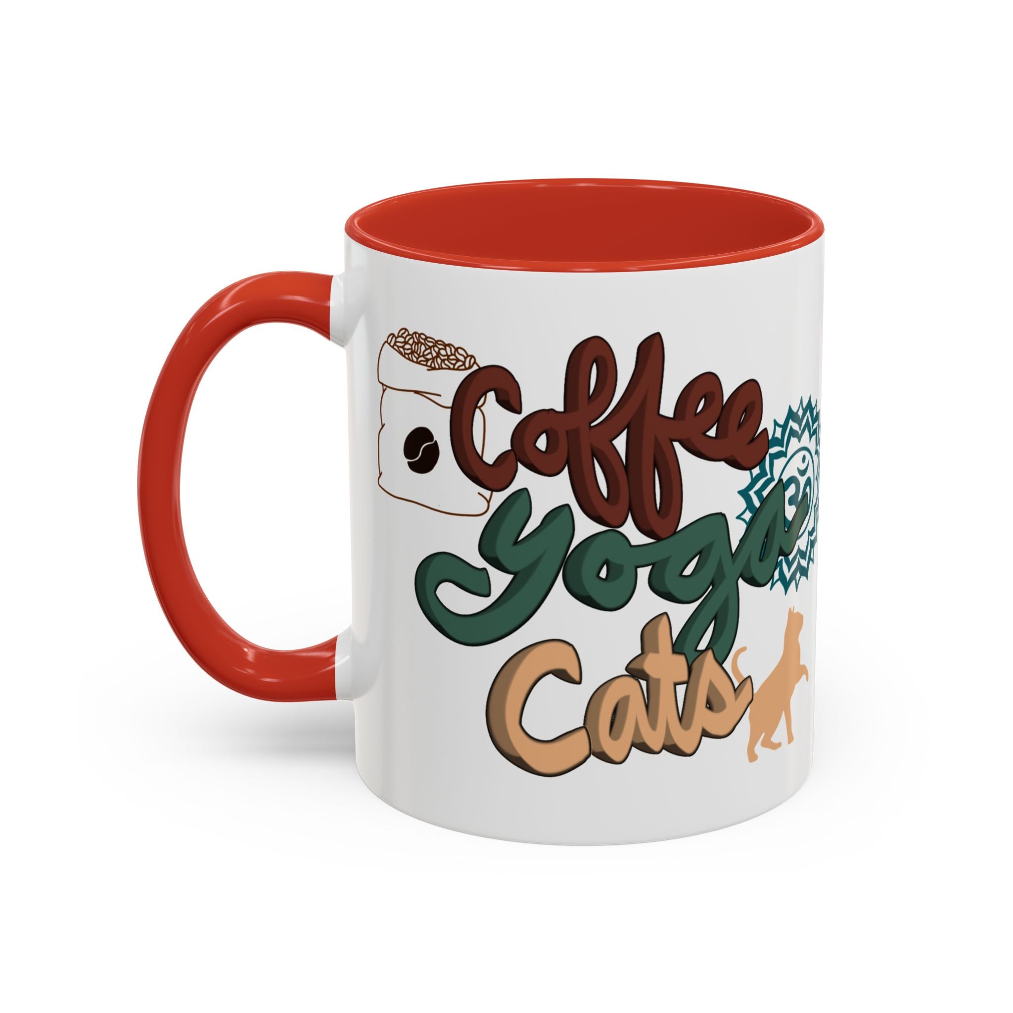 COFFEE YOGA CATS Accent Coffee Mug (11 oz)