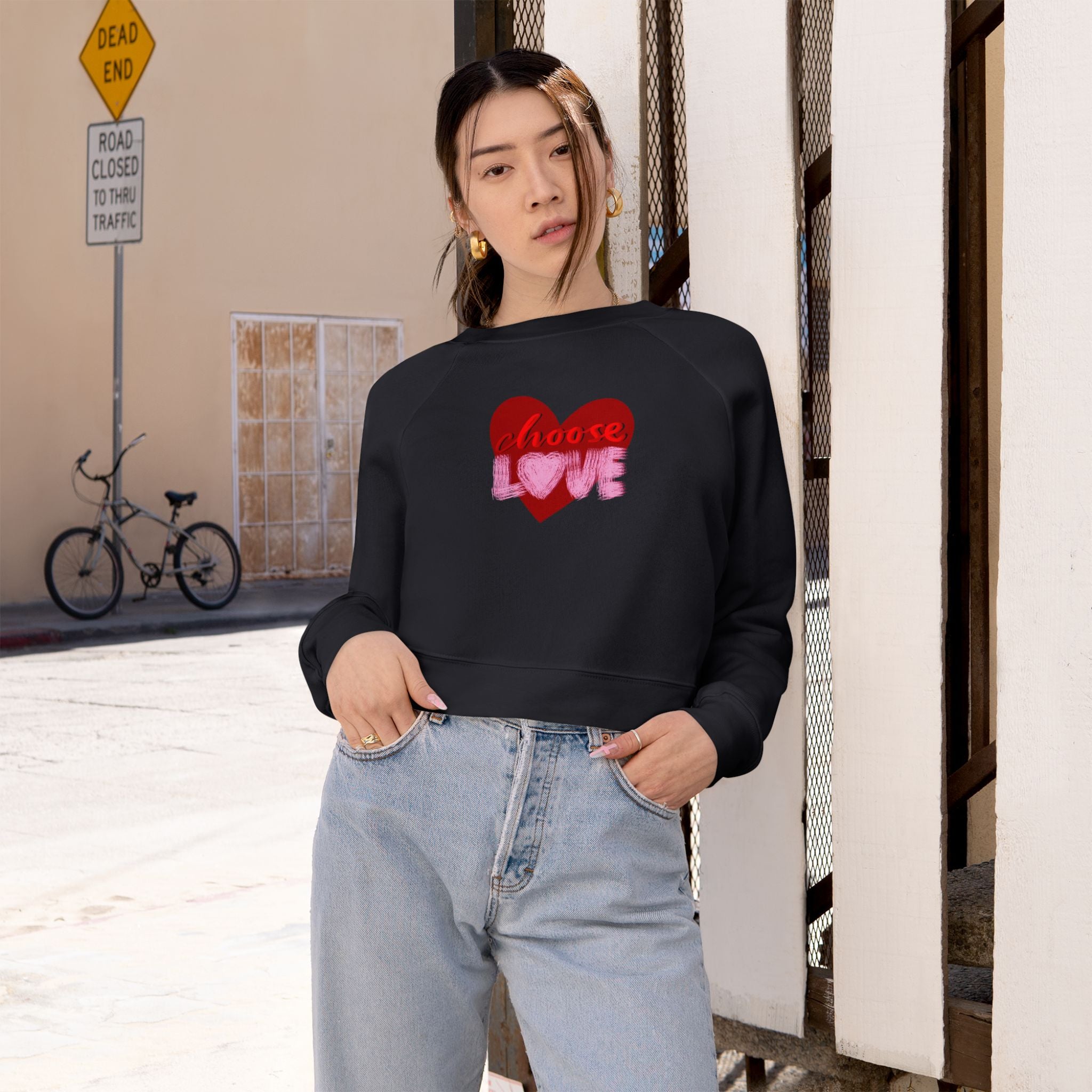 Choose Love Women's Cropped Fleece Pullover - Stylish & Comfortable