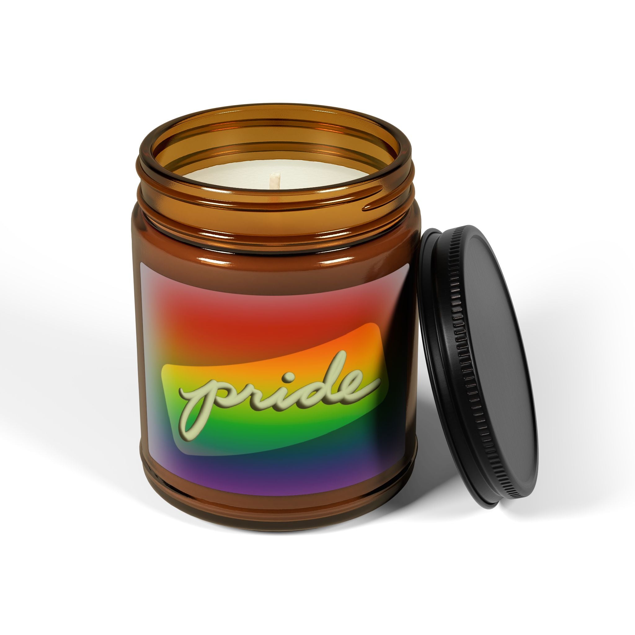 Rainbow Pride Scented Soy Candle | Eco-Friendly Amber Jar | Gift for LGBTQ+ Allies & Celebrations | Home Decor, Relaxation, Aromatherapy