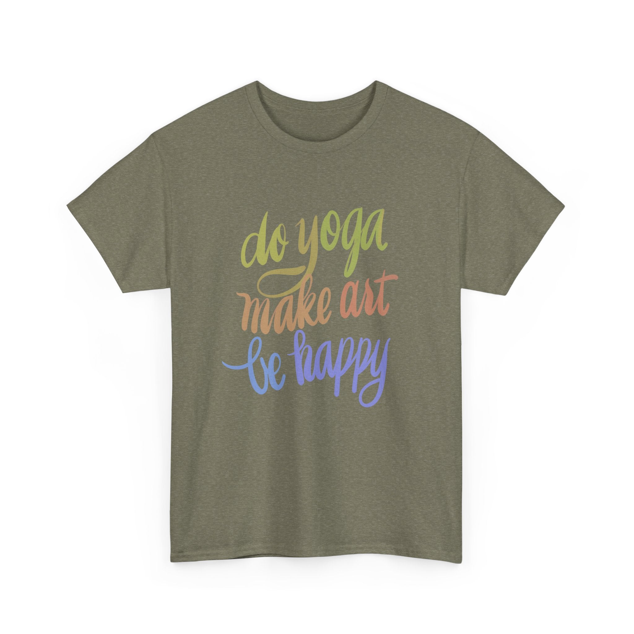 Unisex Cotton Tee - "Do Yoga, Make Art, Be Happy" - Motivational T-Shirt, Gift for Yogis, Art Lovers, Relaxed Fit Top