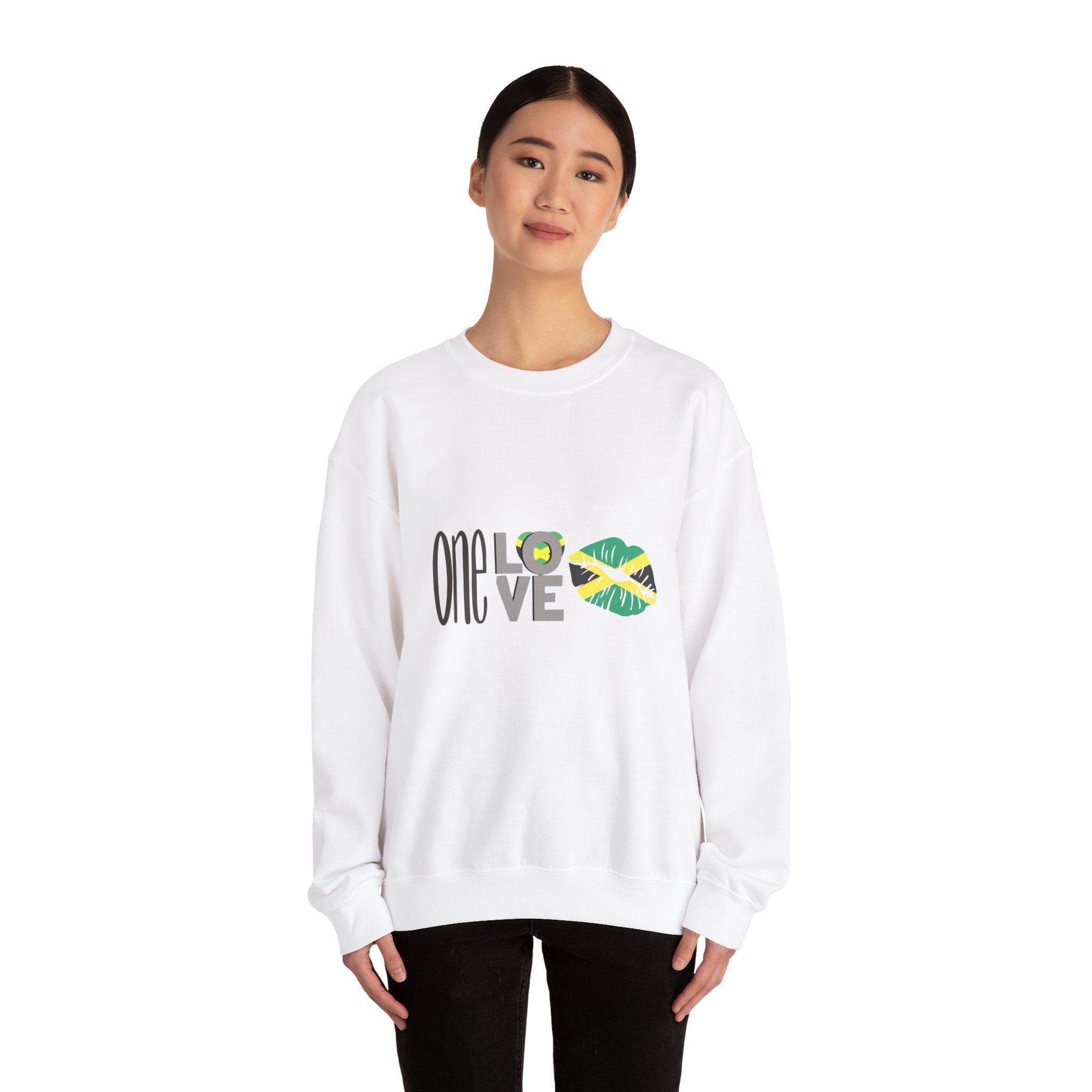 One Love Crewneck Sweatshirt - Unisex Heavy Blend with Tropical Vibe - Perfect for Celebrations and Everyday Comfort