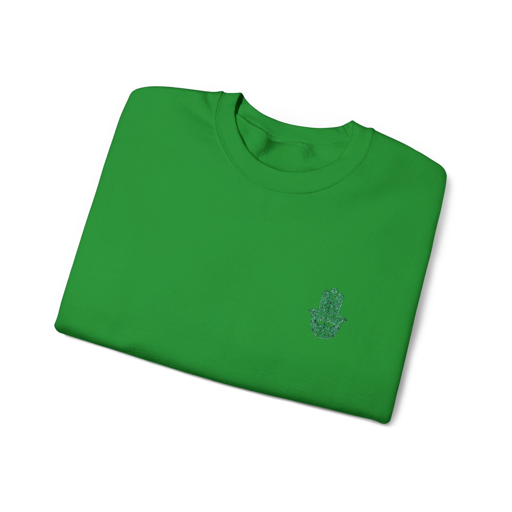 Little Hamsa Hand Heavy Blend™ Crewneck Sweatshirt - Green Inspirational Pullover
