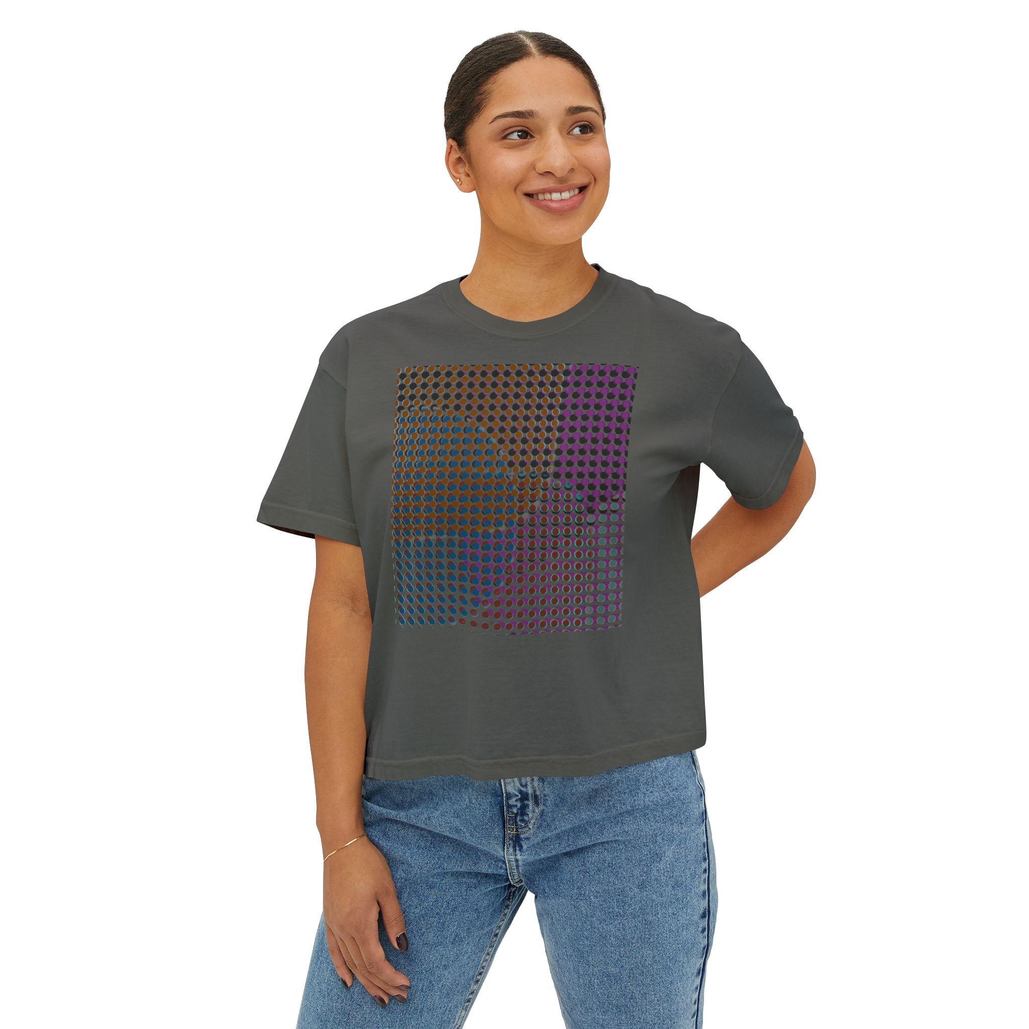 Chic Women's Boxy Tee - Modern Abstract Design