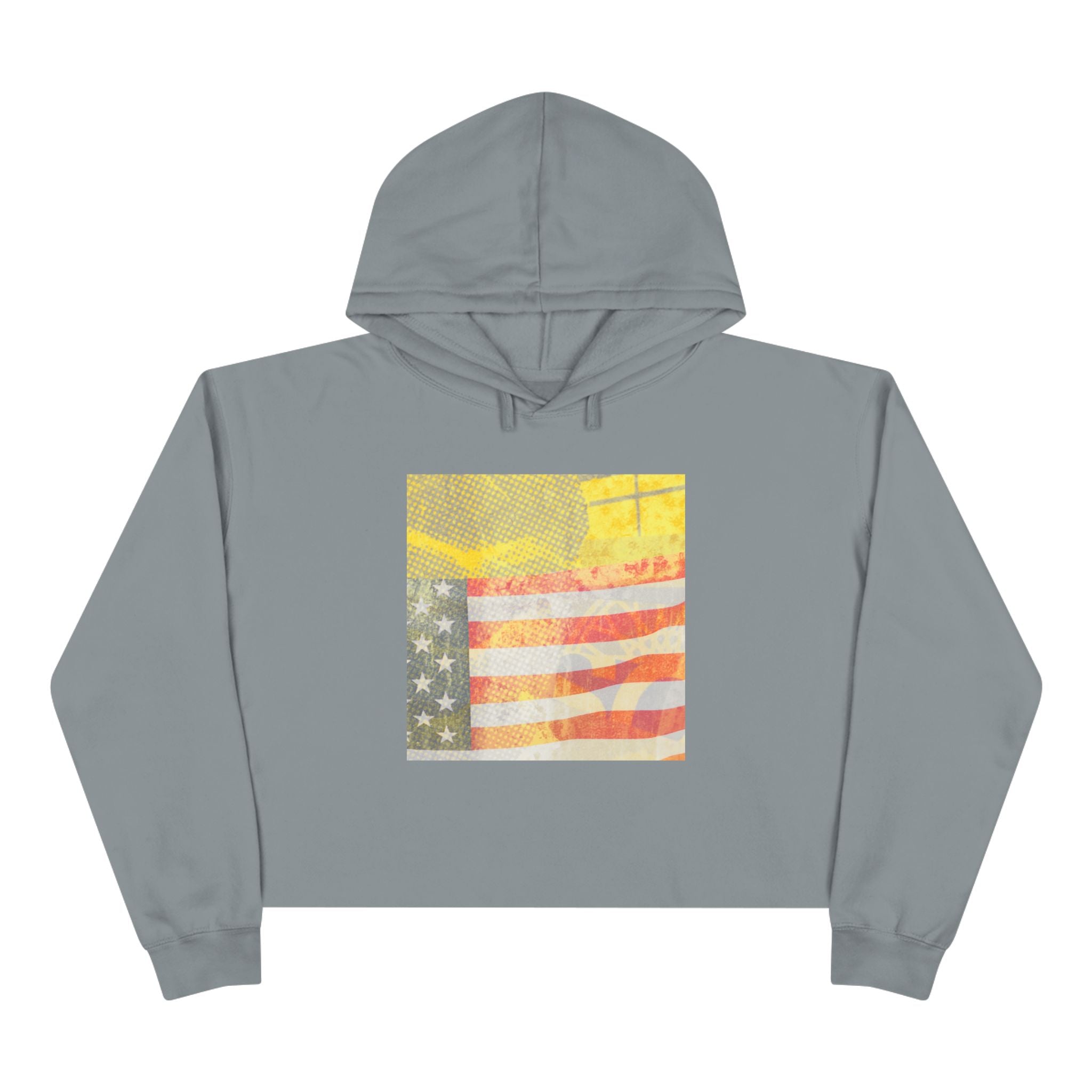 Vintage American Flag Crop Hoodie - Stylish & Trendy Apparel for Everyday Wear