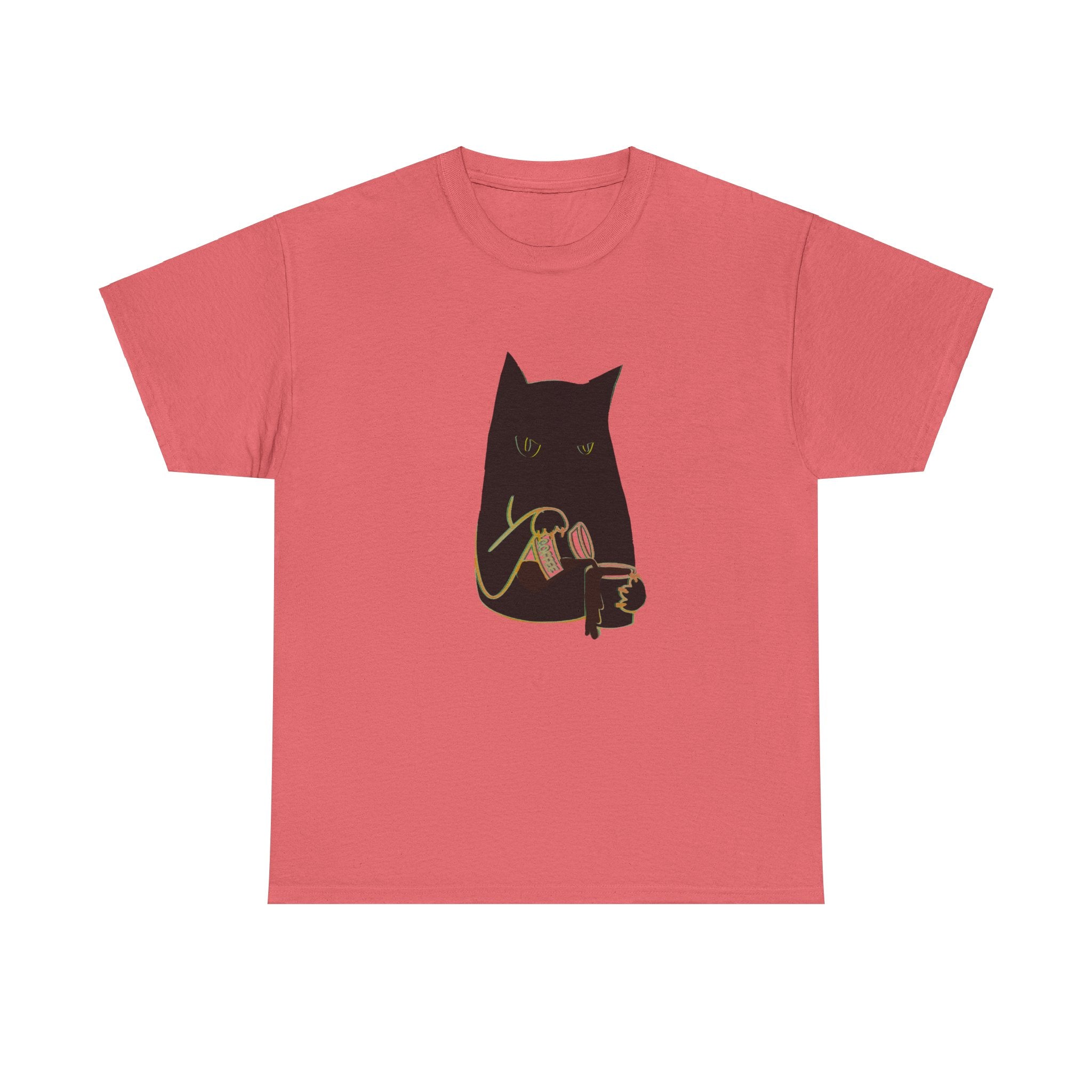 BLACK CAT BLACK COFFEE Unisex Heavy Cotton Tee