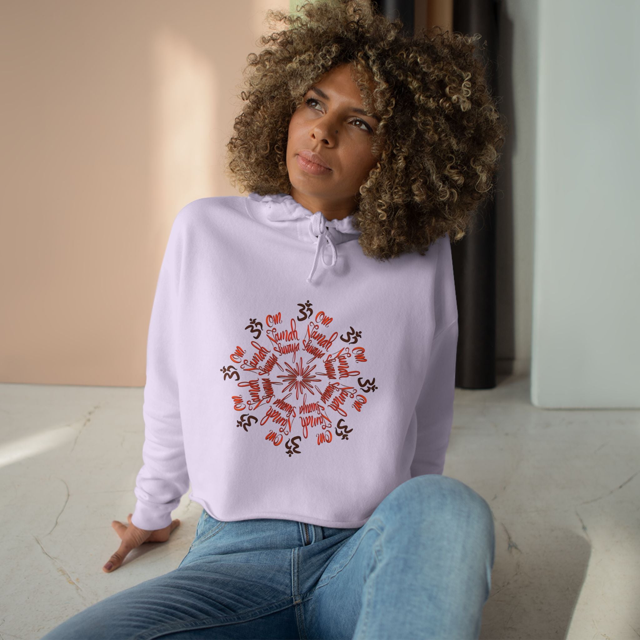 Spiritual Snowflake Crop Hoodie - Cozy White Pullover for Yoga & Meditation
