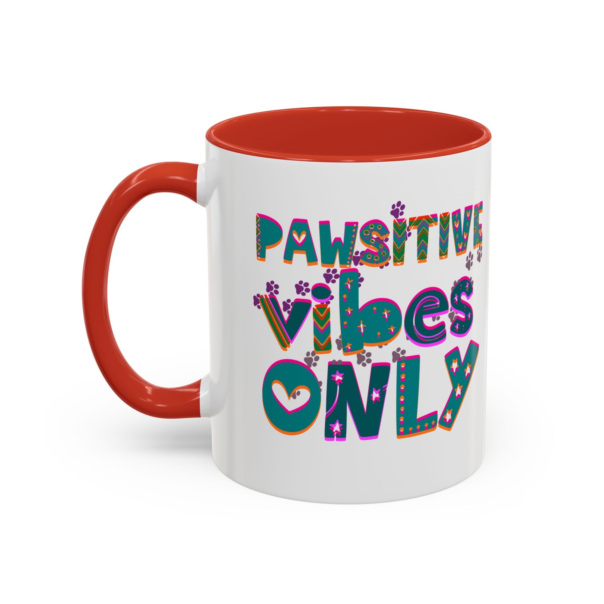 PAWSITIVE VIBES ONLY Accent Coffee Mug (11, 15oz)