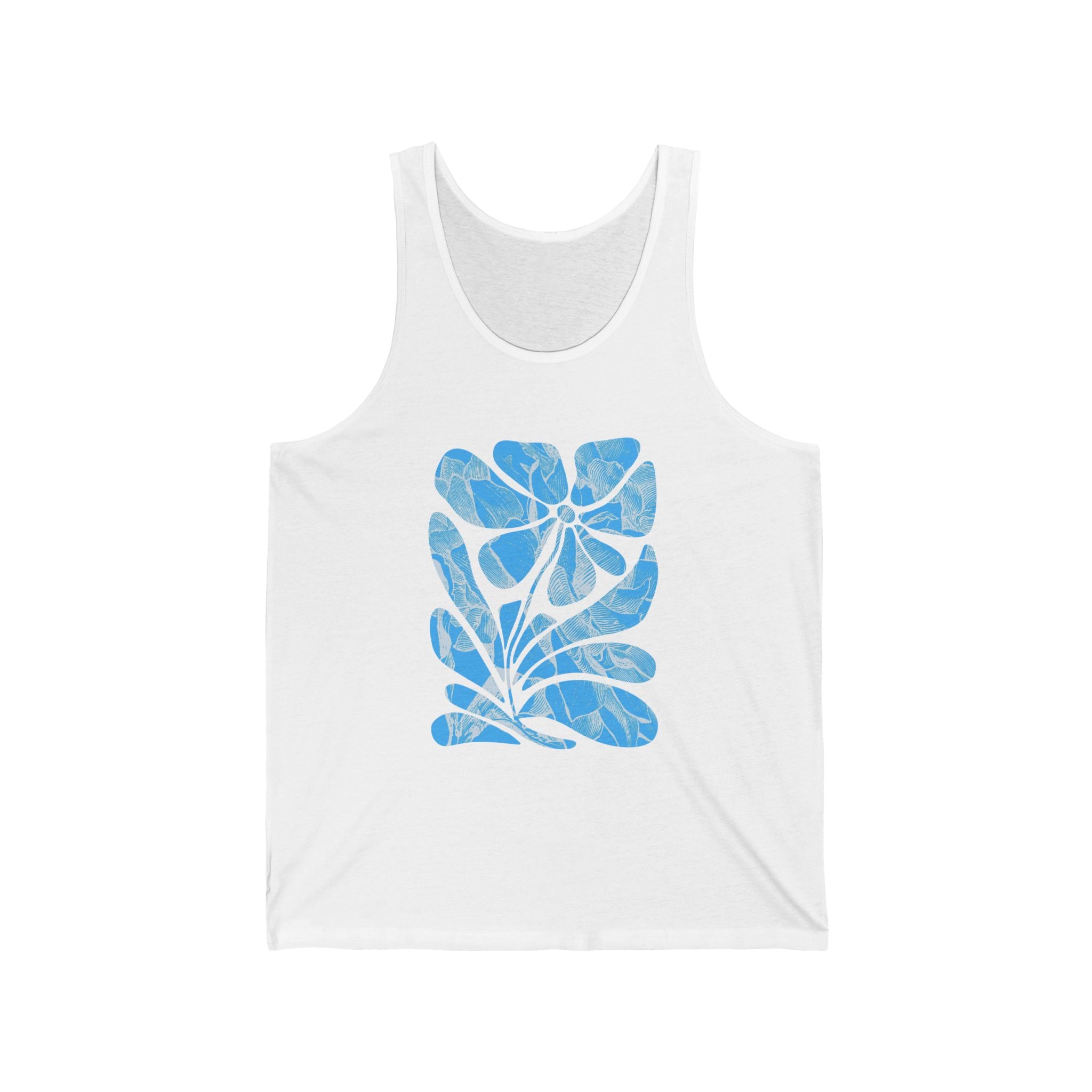 Beach Vibes Unisex Jersey Tank - Ocean-Inspired Floral Design