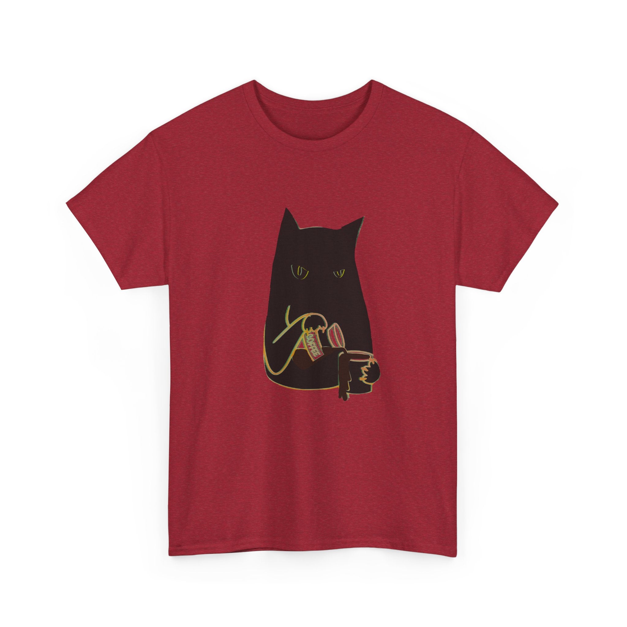 BLACK CAT BLACK COFFEE Unisex Heavy Cotton Tee