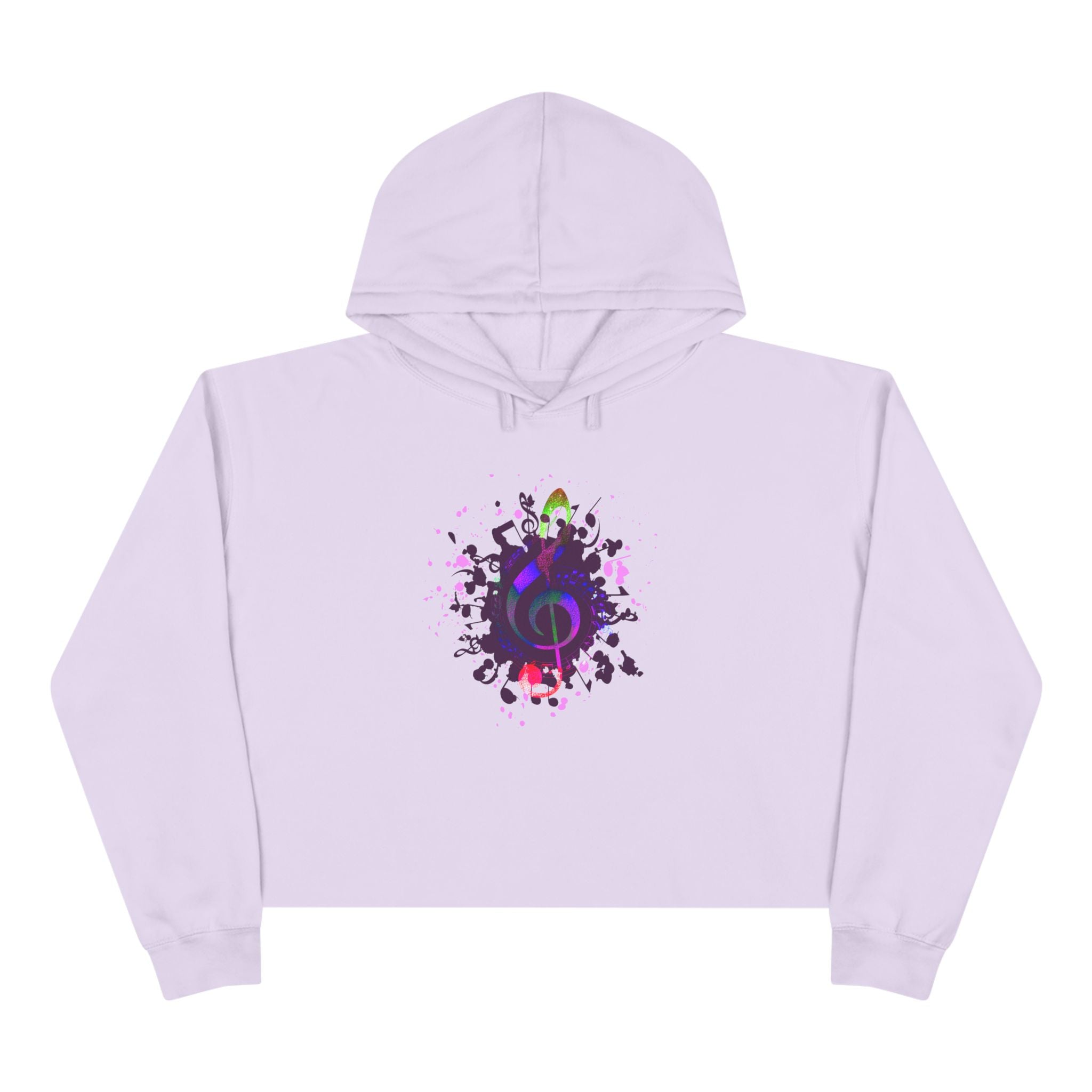 Musical Vibes Crop Hoodie - Colorful Treble Clef Design