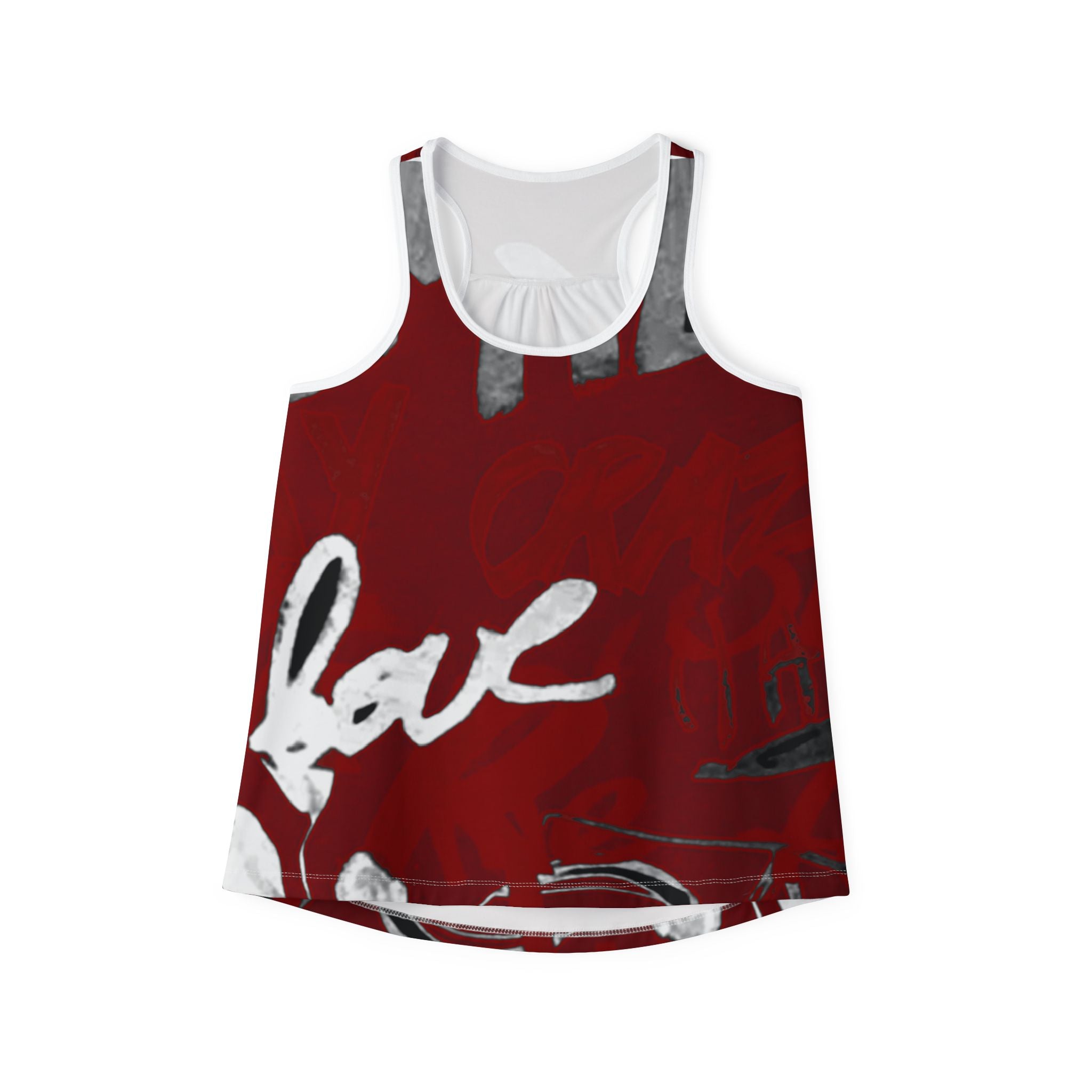Artistic Love Women's Tank Top - Trendy Graffiti Design for Everyday Wear