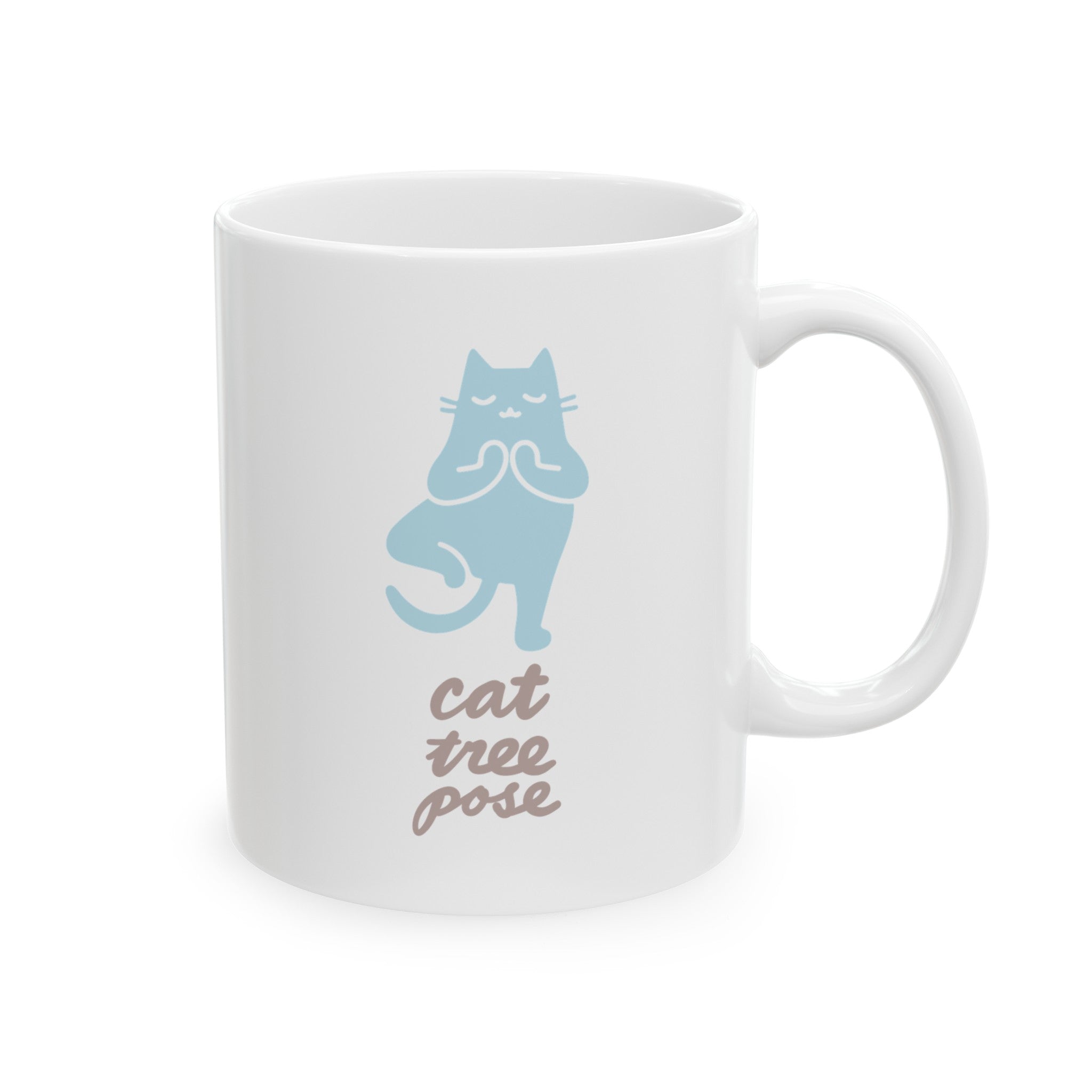 CAT TREE POSE Ceramic Mug, (11oz)