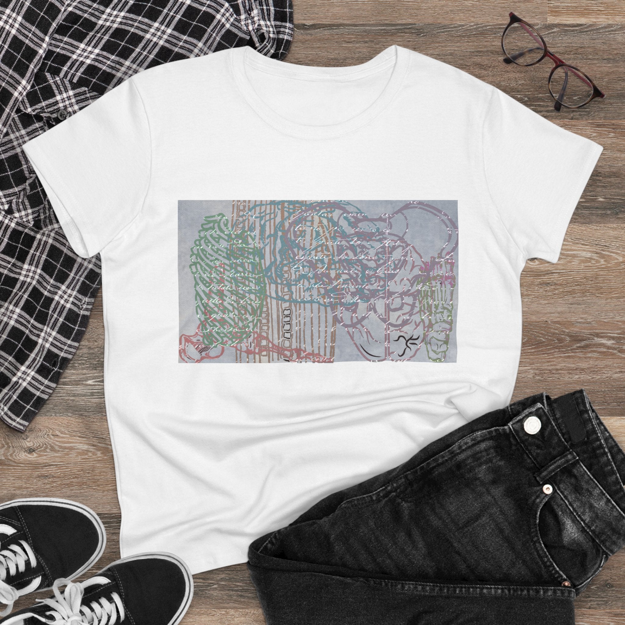 Artistic Women's Cotton Tee, Graphic T-Shirt, Casual Wear, Gift for Her, Summer Top, Unique Fashion, Everyday Wear