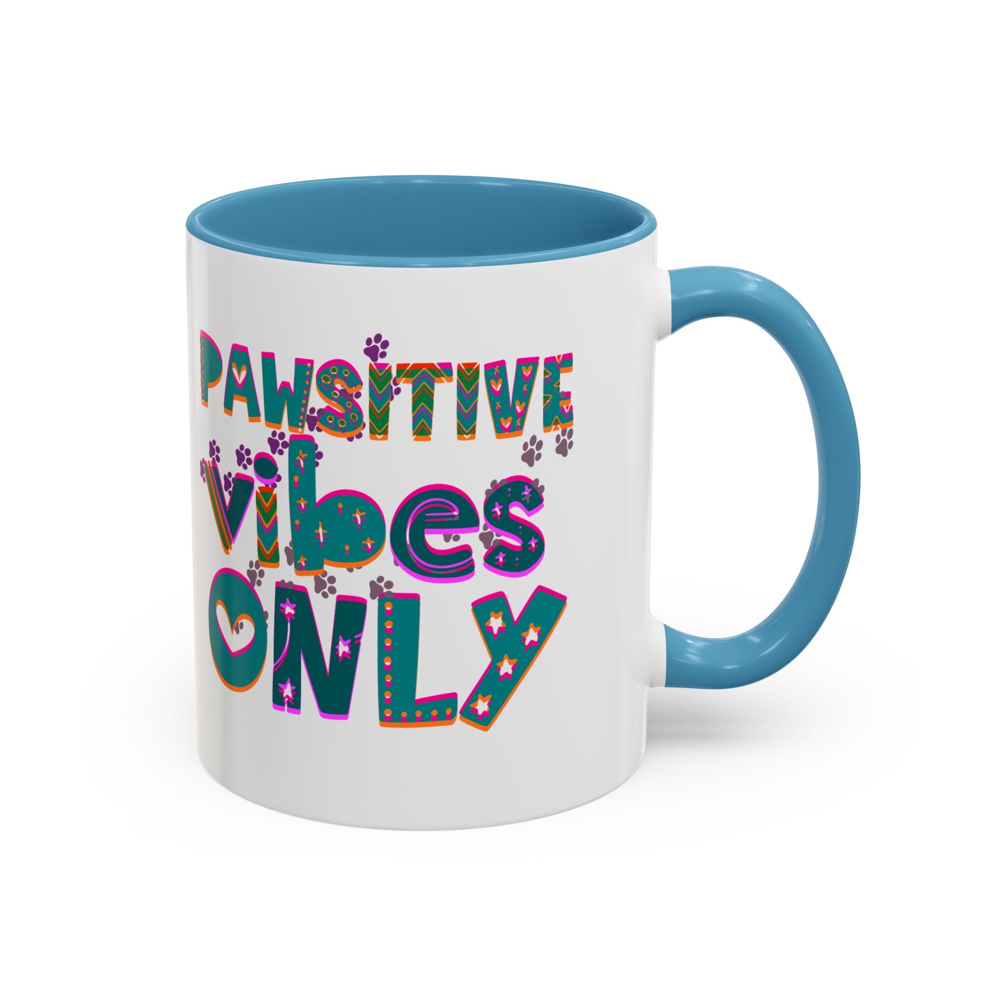 PAWSITIVE VIBES ONLY Accent Coffee Mug (11, 15oz)