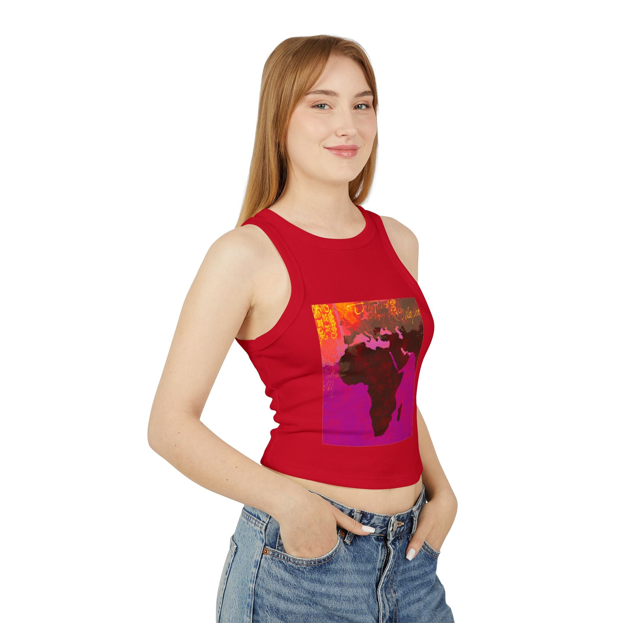 Vibrant Africa Graphic Racer Tank Top for Women - Summer Style