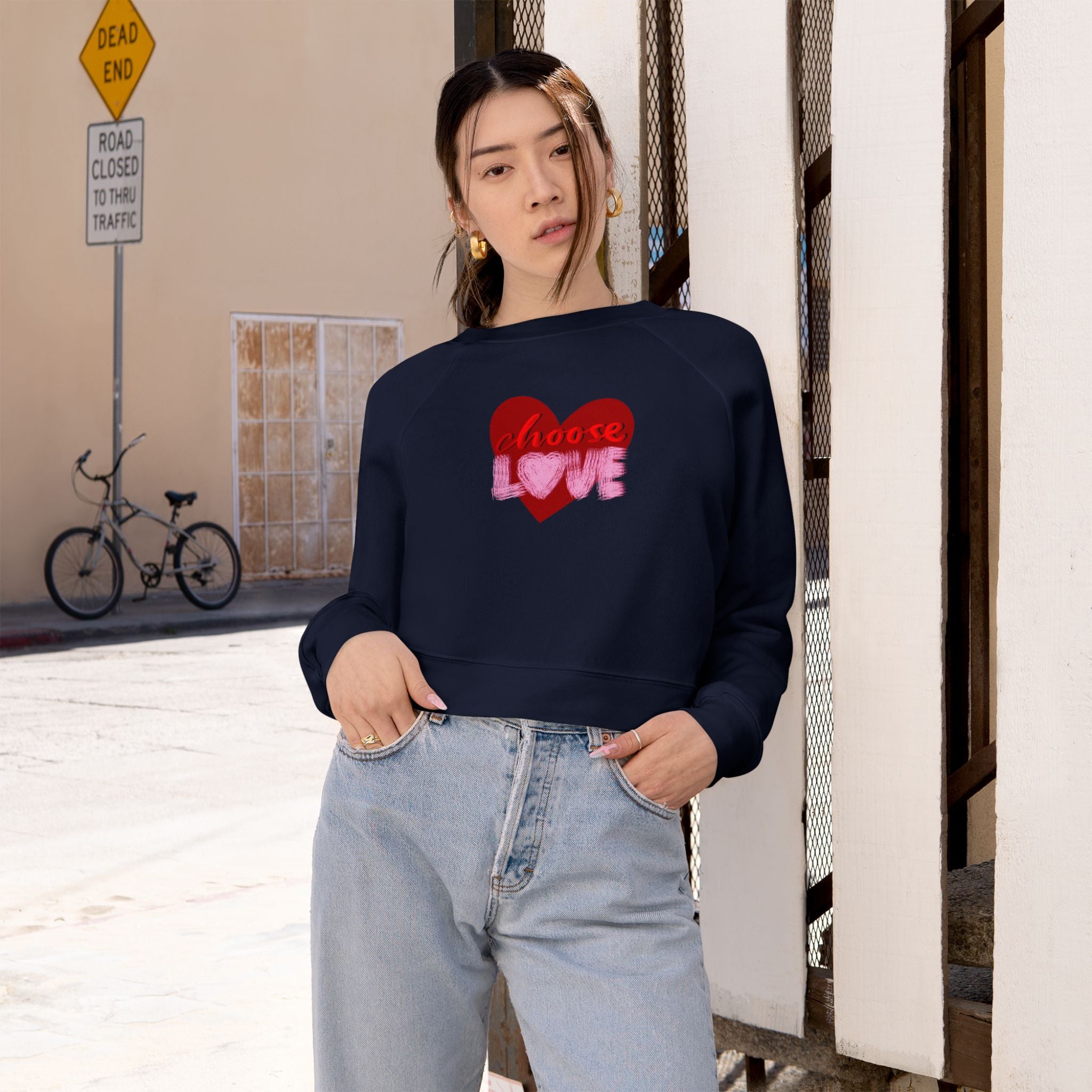 Choose Love Women's Cropped Fleece Pullover - Stylish & Comfortable