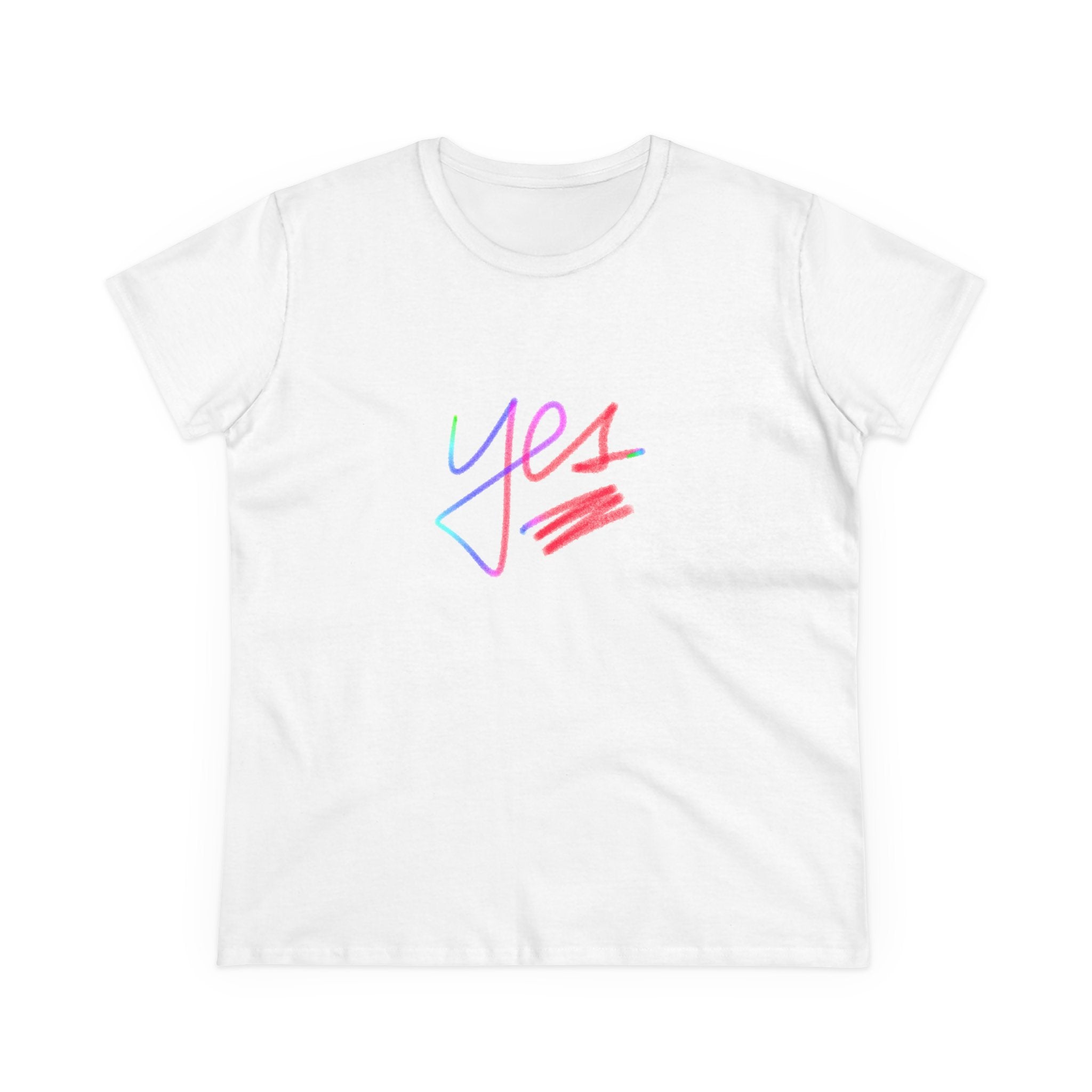 Positive Vibes Women's Midweight Cotton Tee - 'Yes' Design