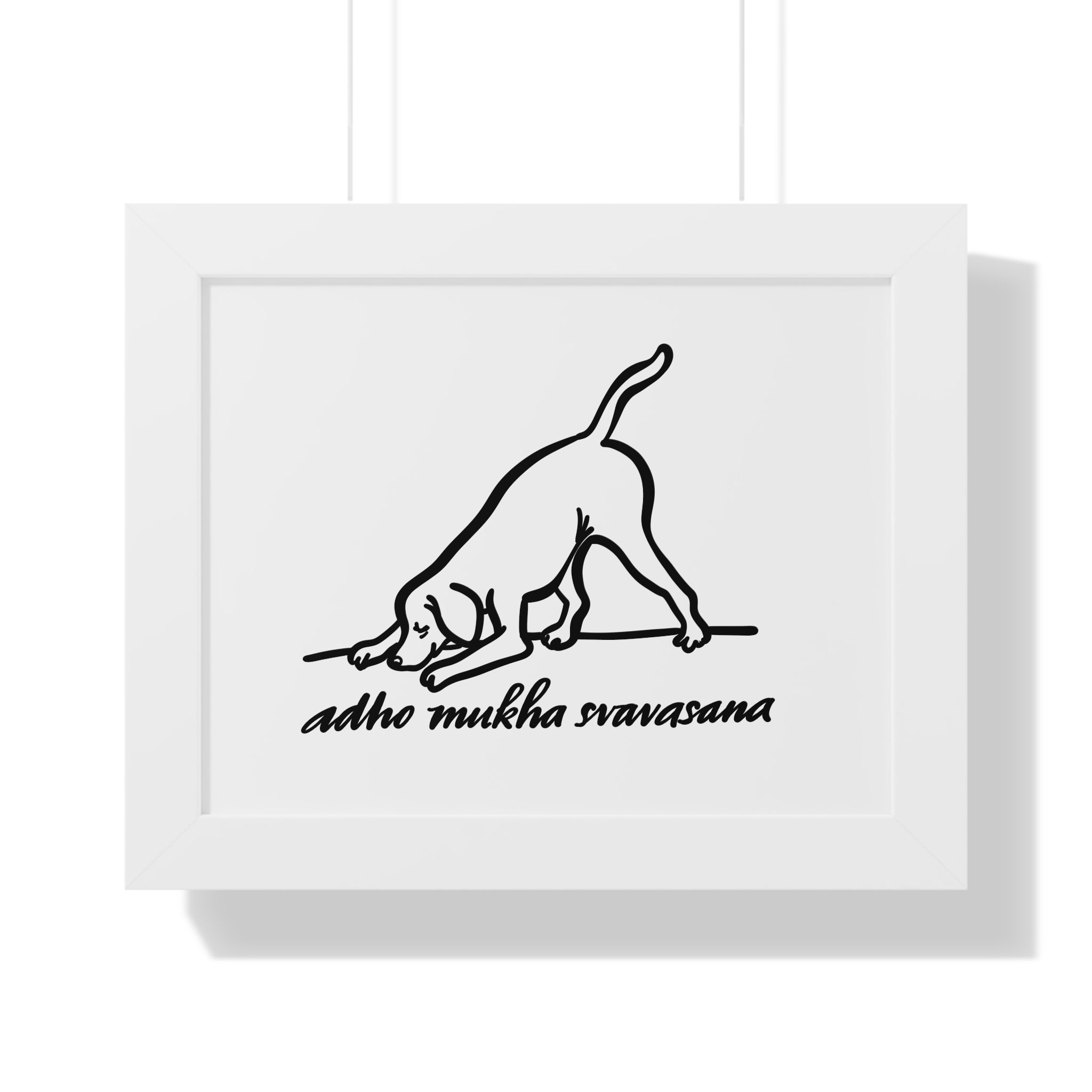 Framed Horizontal Poster - Adho Mukha Svanasana Dog Art for Pet Lovers