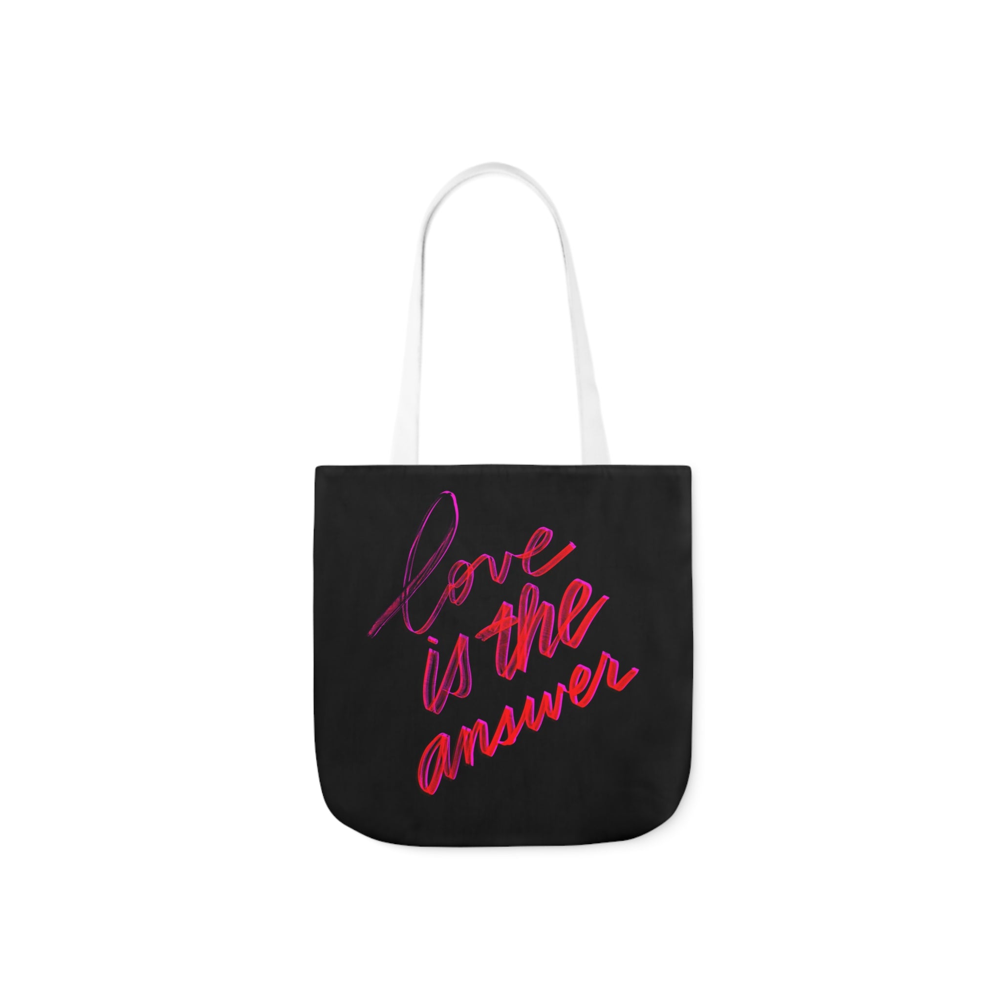 LOVE IS THE ANSWER Canvas Tote Bag, 5-Color Straps