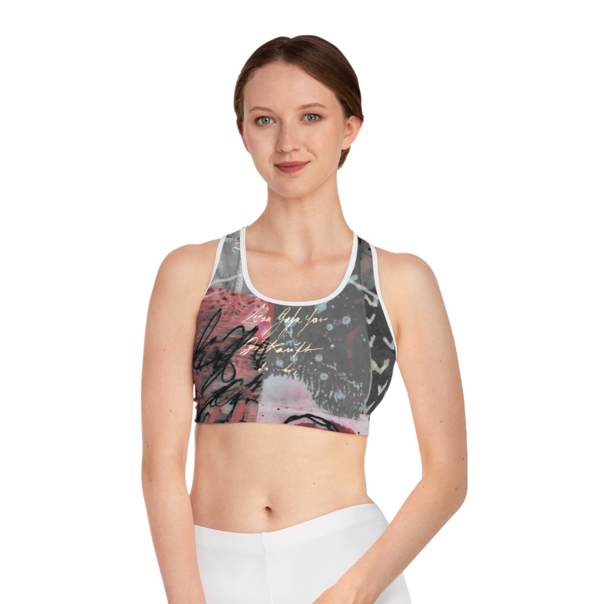 Artistic Sports Bra with Inspirational Quotes