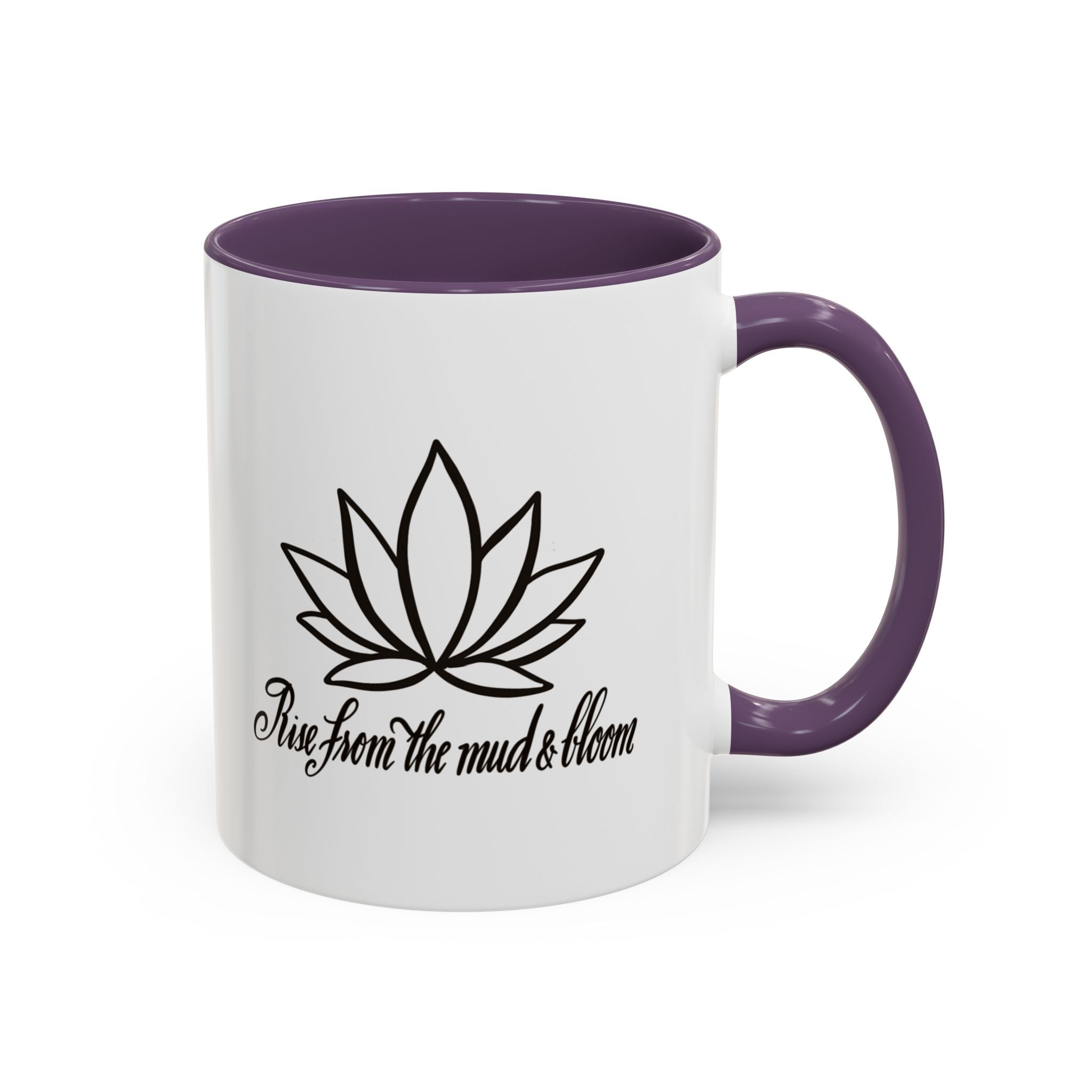 Inspirational Lotus Flower Coffee Mug - Rise From the Mud & Bloom - Stylish 11oz & 15oz Accent Mugs
