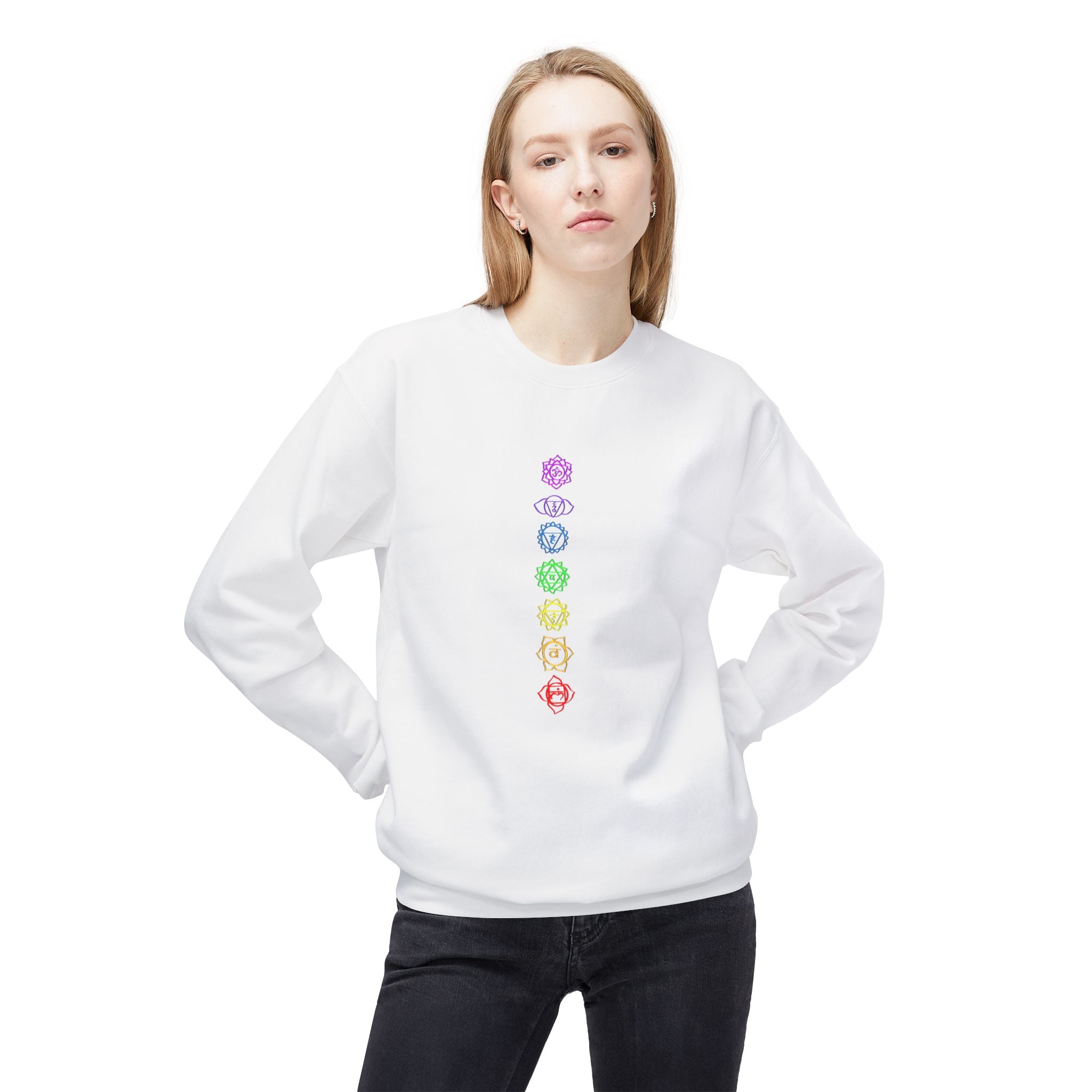 Chakra Alignment Hand Drawn Design Softstyle Fleece Crewneck Sweatshirt